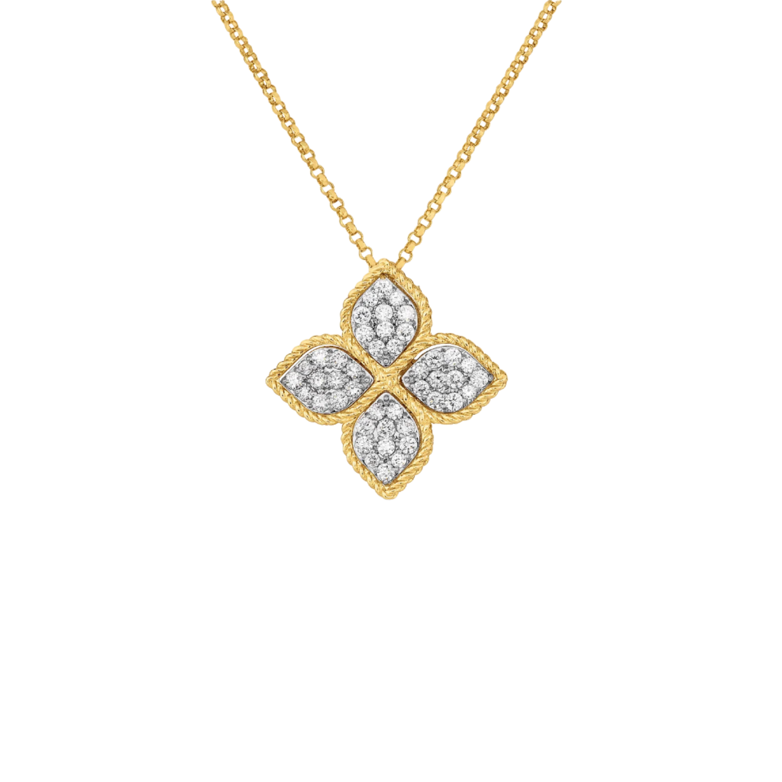 18K Gold Two-Tone Princess Large Flower Necklace