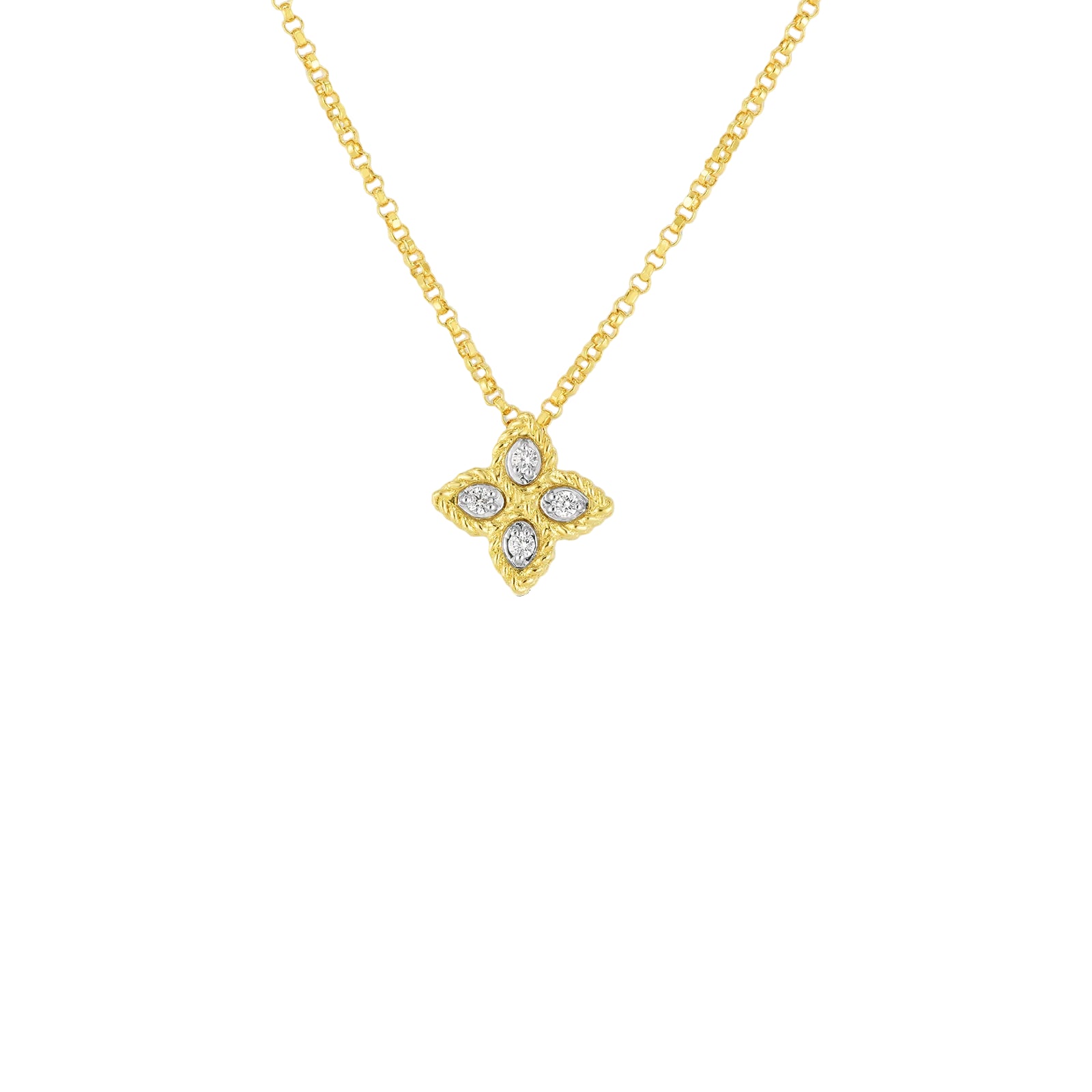Roberto Coin 18k Gold Princess Flower Small Diamond Necklace 7771370AJCHX