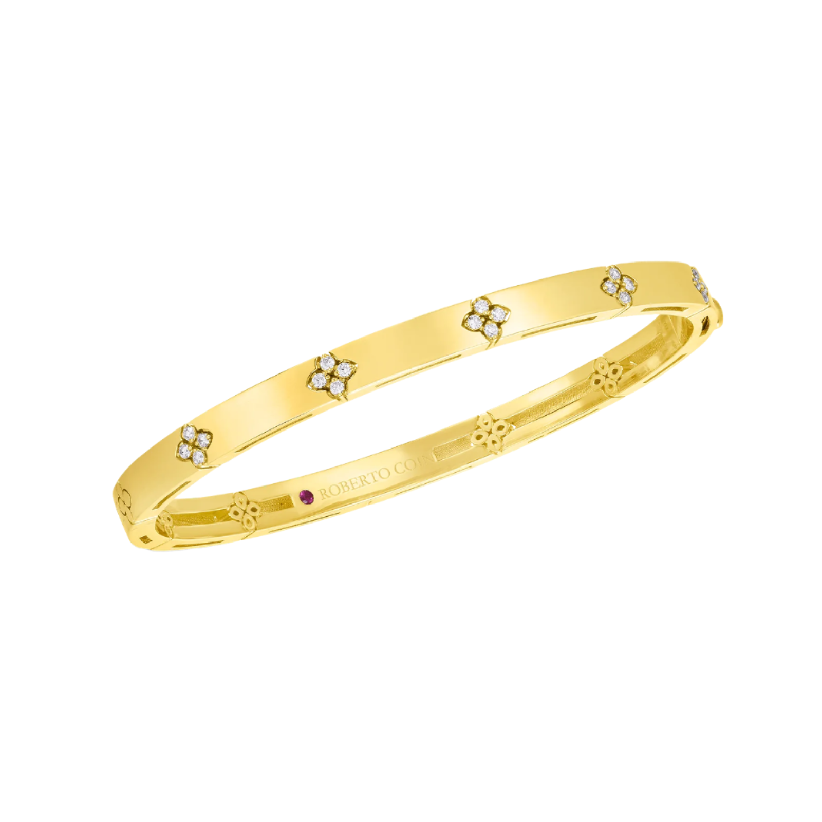 18KY Gold Love in Verona Narrow Diamond Bangle