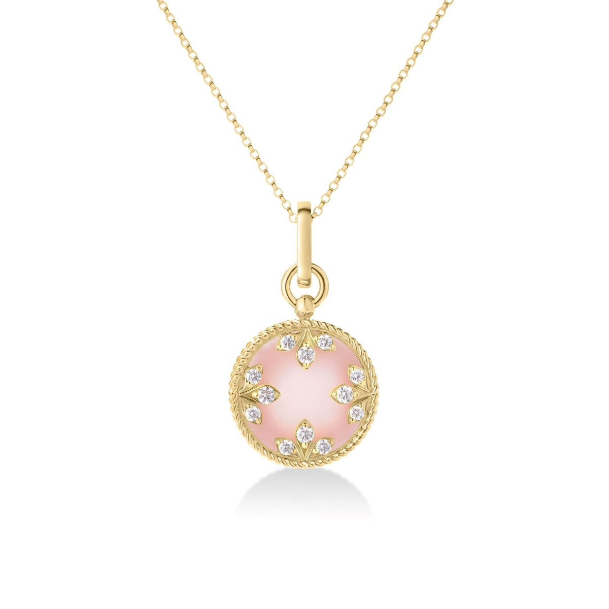 Roberto Coin 18k Yellow Gold Venetian Medallions Medium Pendant Necklace 0.28ctw
