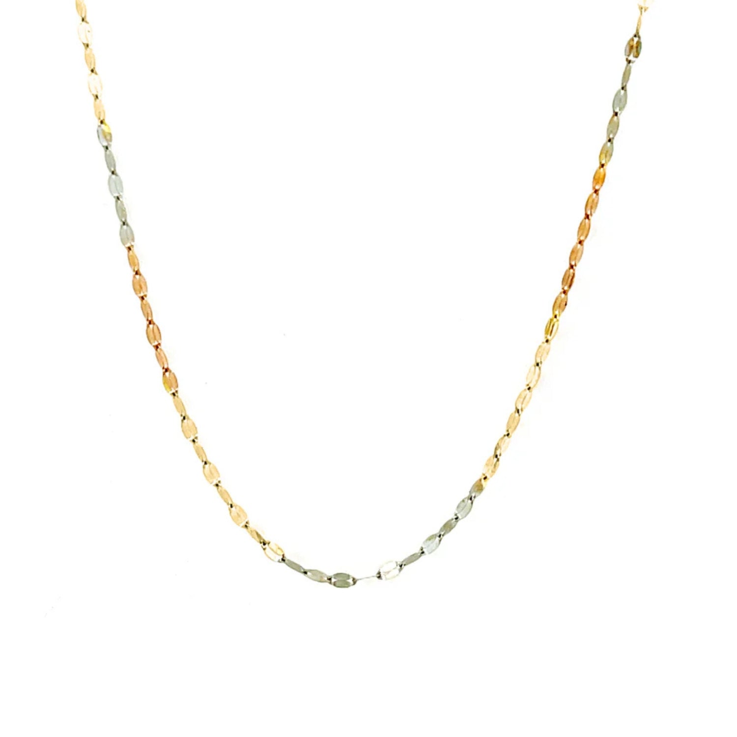 Tri-Gold Polished Chain Necklace