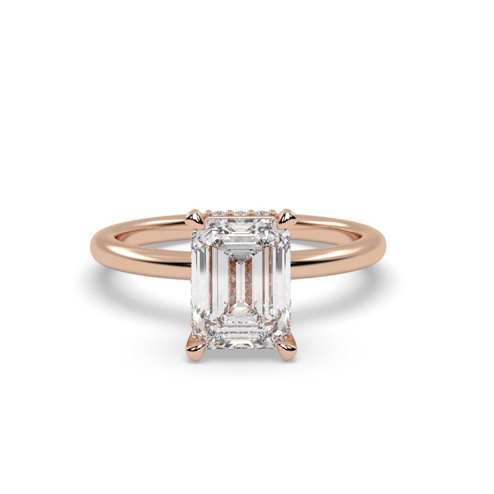 Angeline Emerald Diamond Engagement Ring in Rose Gold