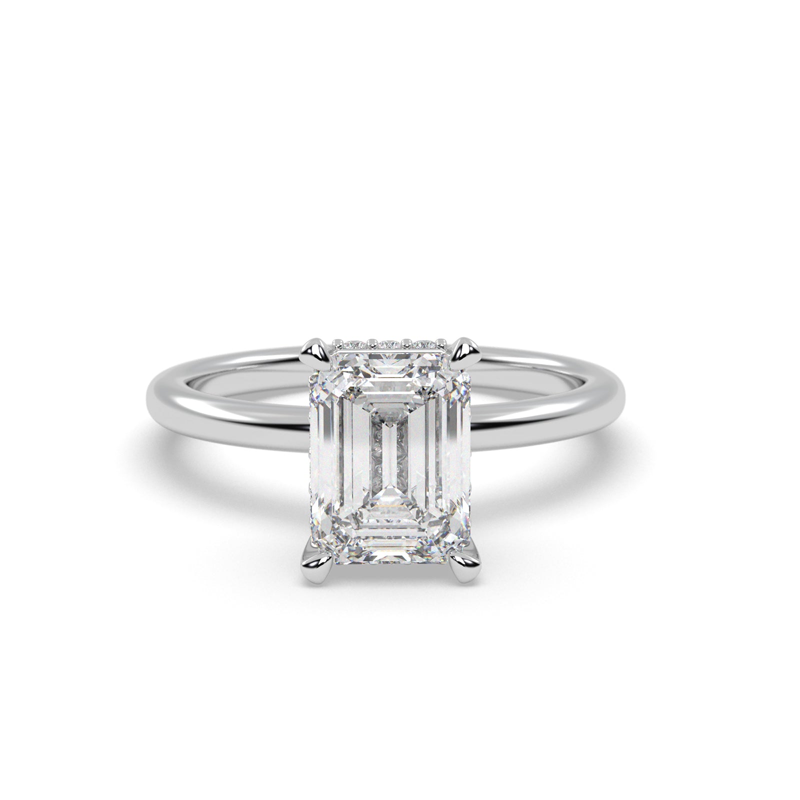 Angeline Emerald Diamond Engagement Ring in Platinum