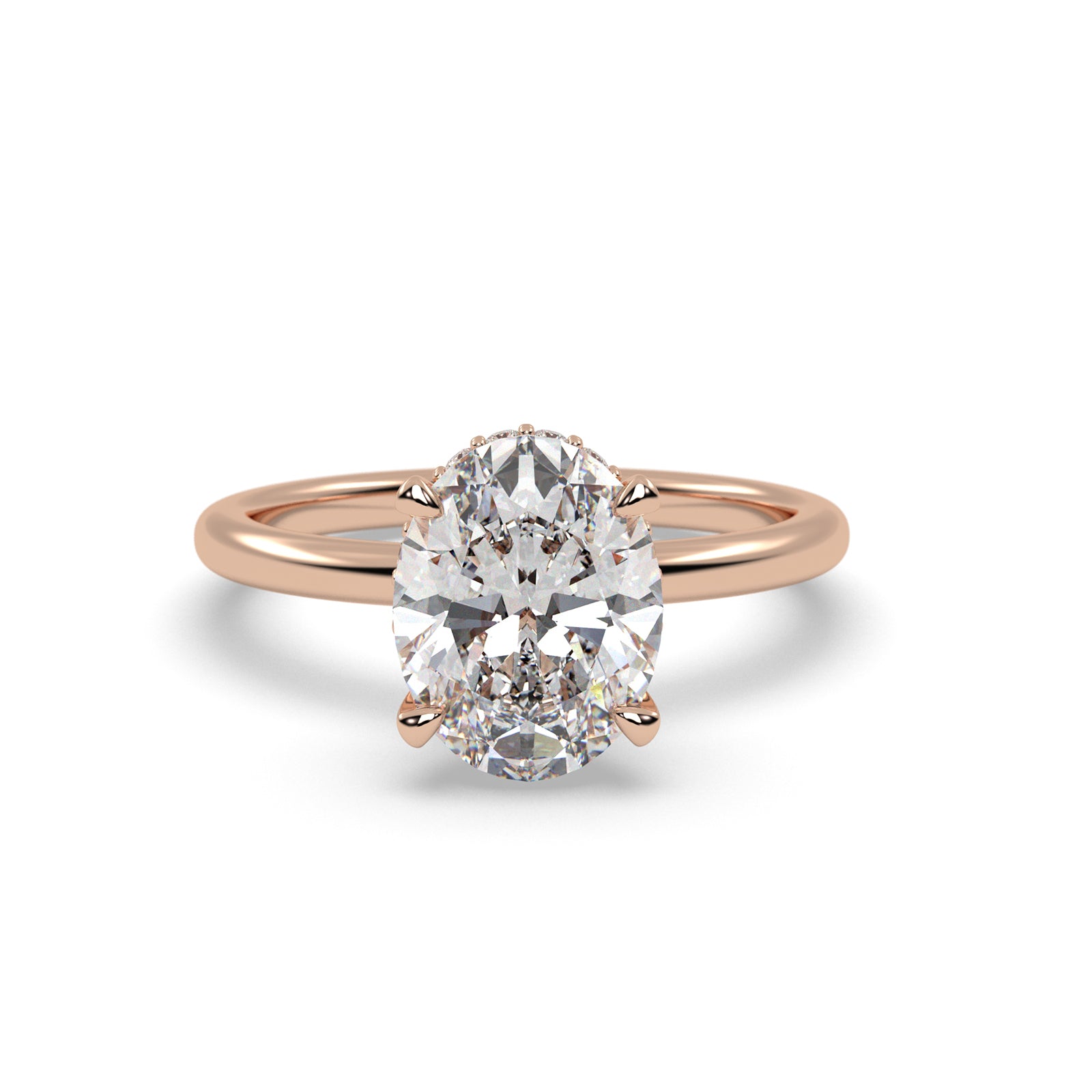 Angeline Oval Diamond Engagement Ring in Rose Gold