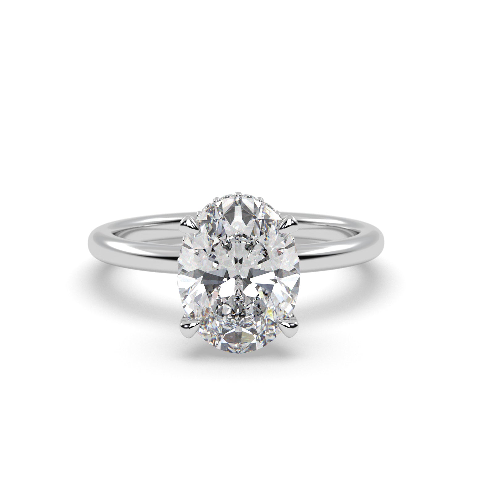 Angeline Oval Diamond Engagement Ring in White Gold