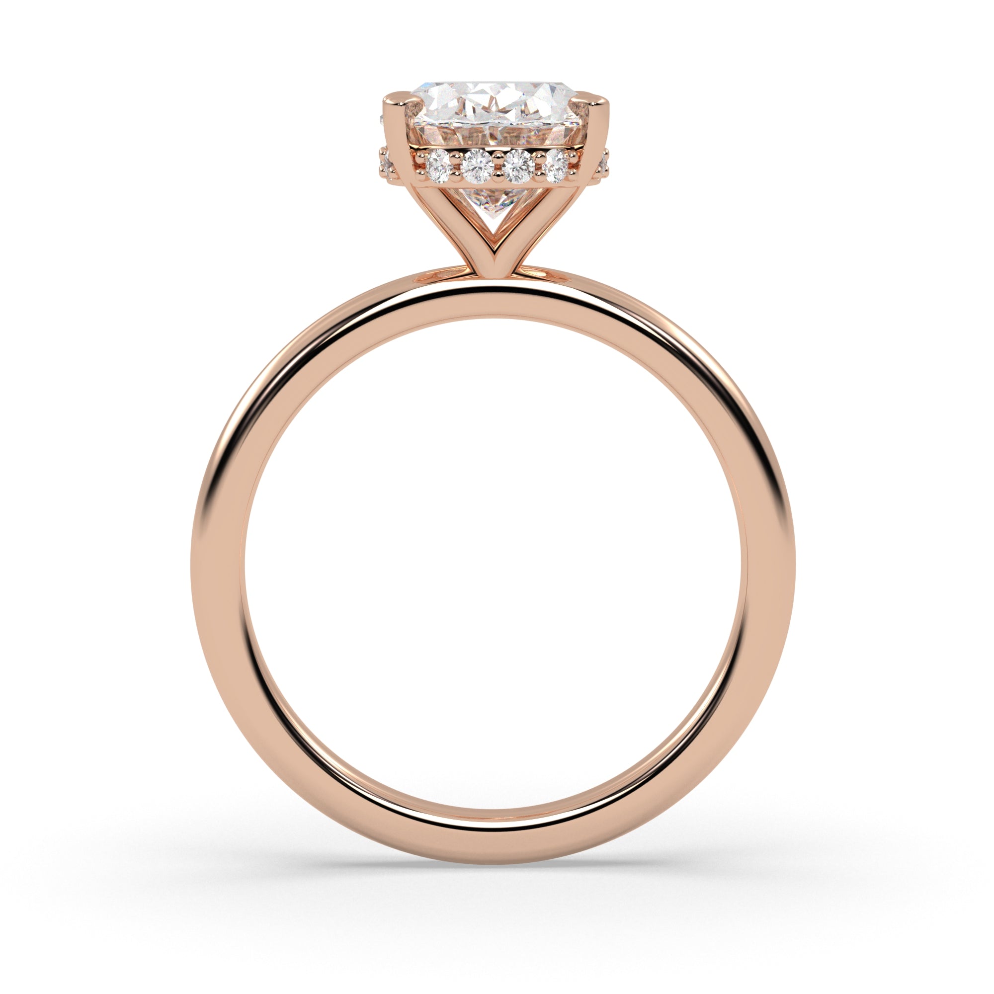 Angeline Oval Diamond Engagement Ring in Rose Gold