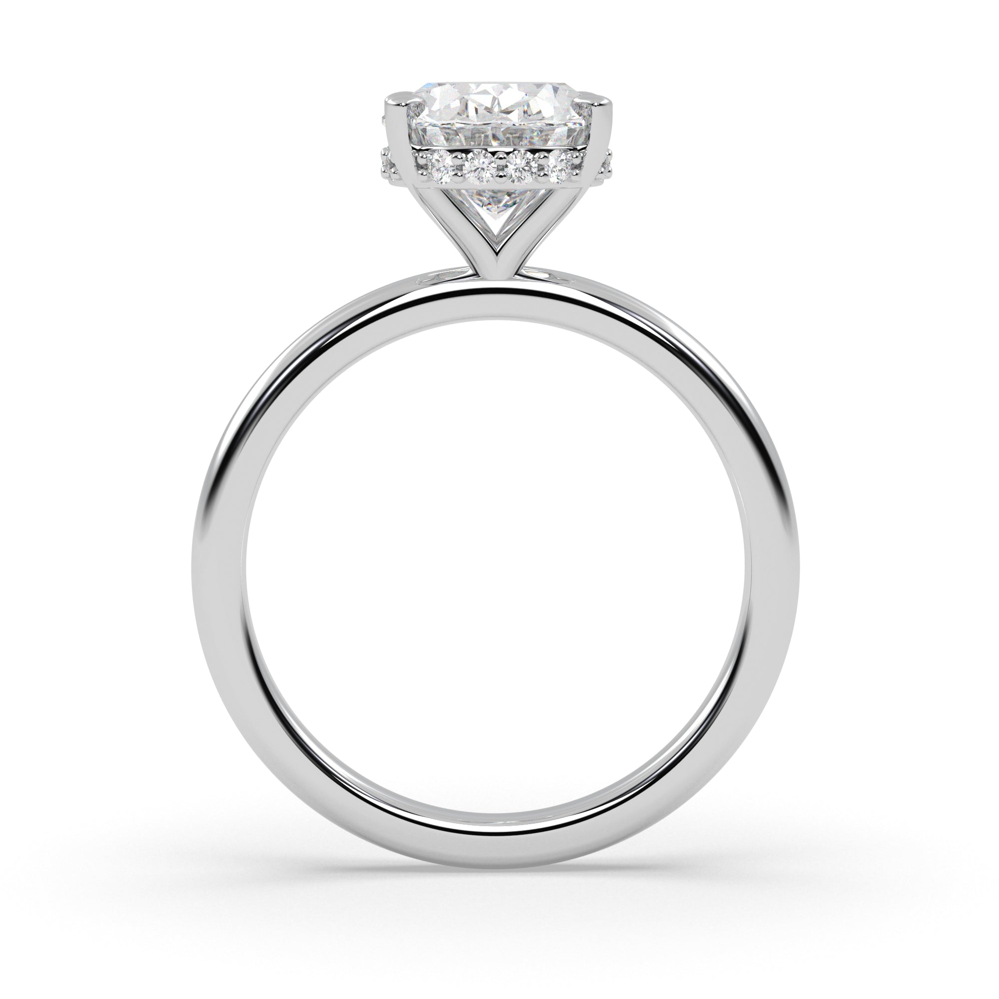 Angeline Oval Diamond Engagement Ring in White Gold