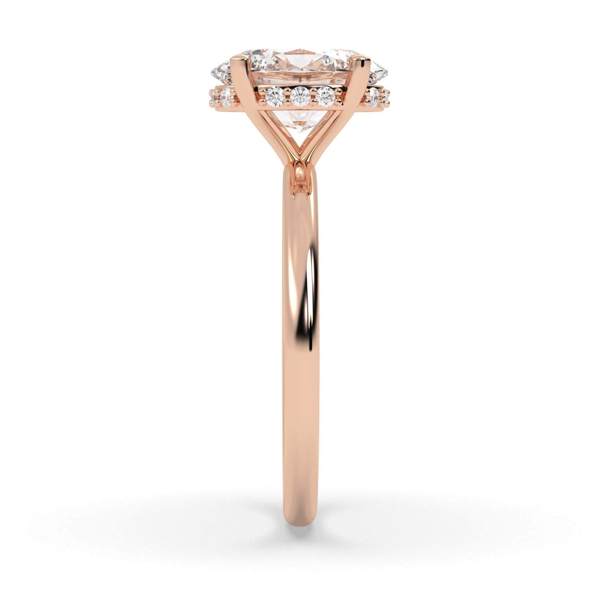 Angeline Oval Diamond Engagement Ring in Rose Gold