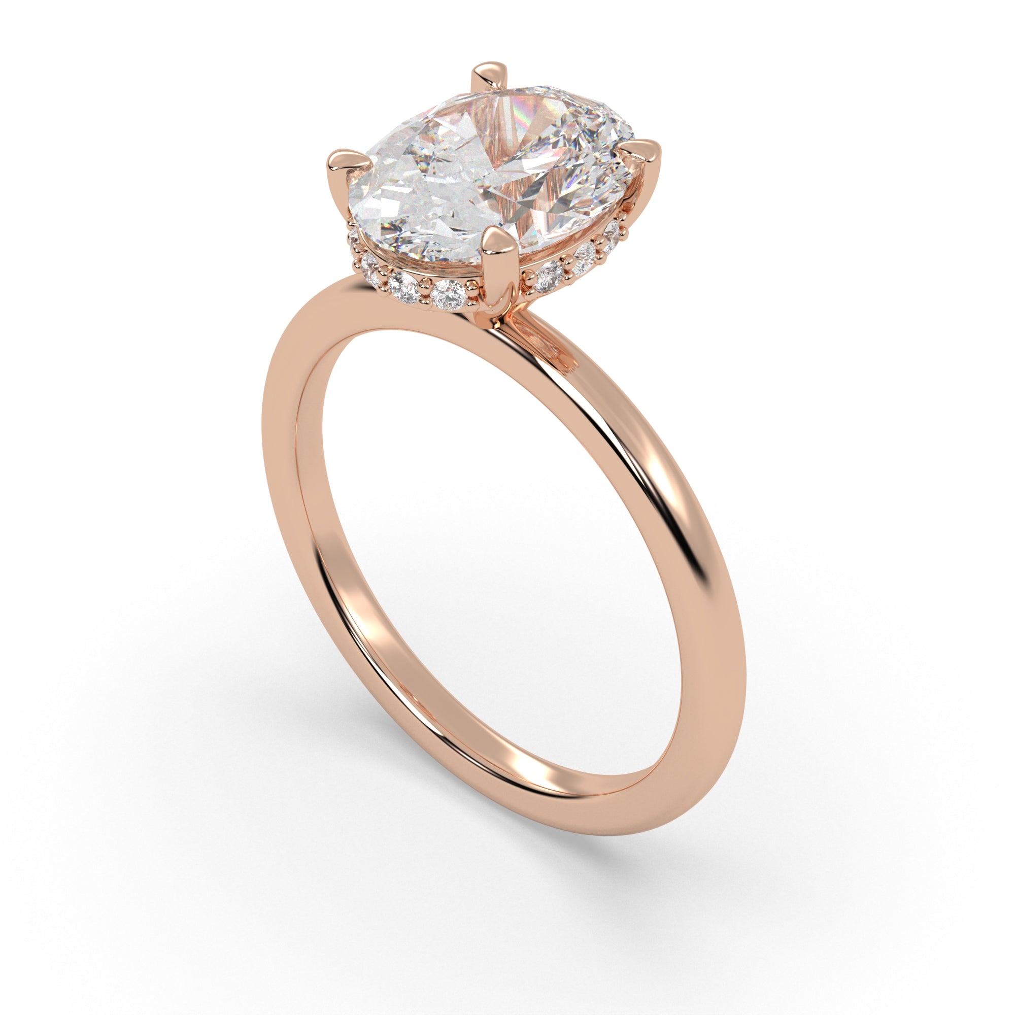 Angeline Oval Diamond Engagement Ring in Rose Gold