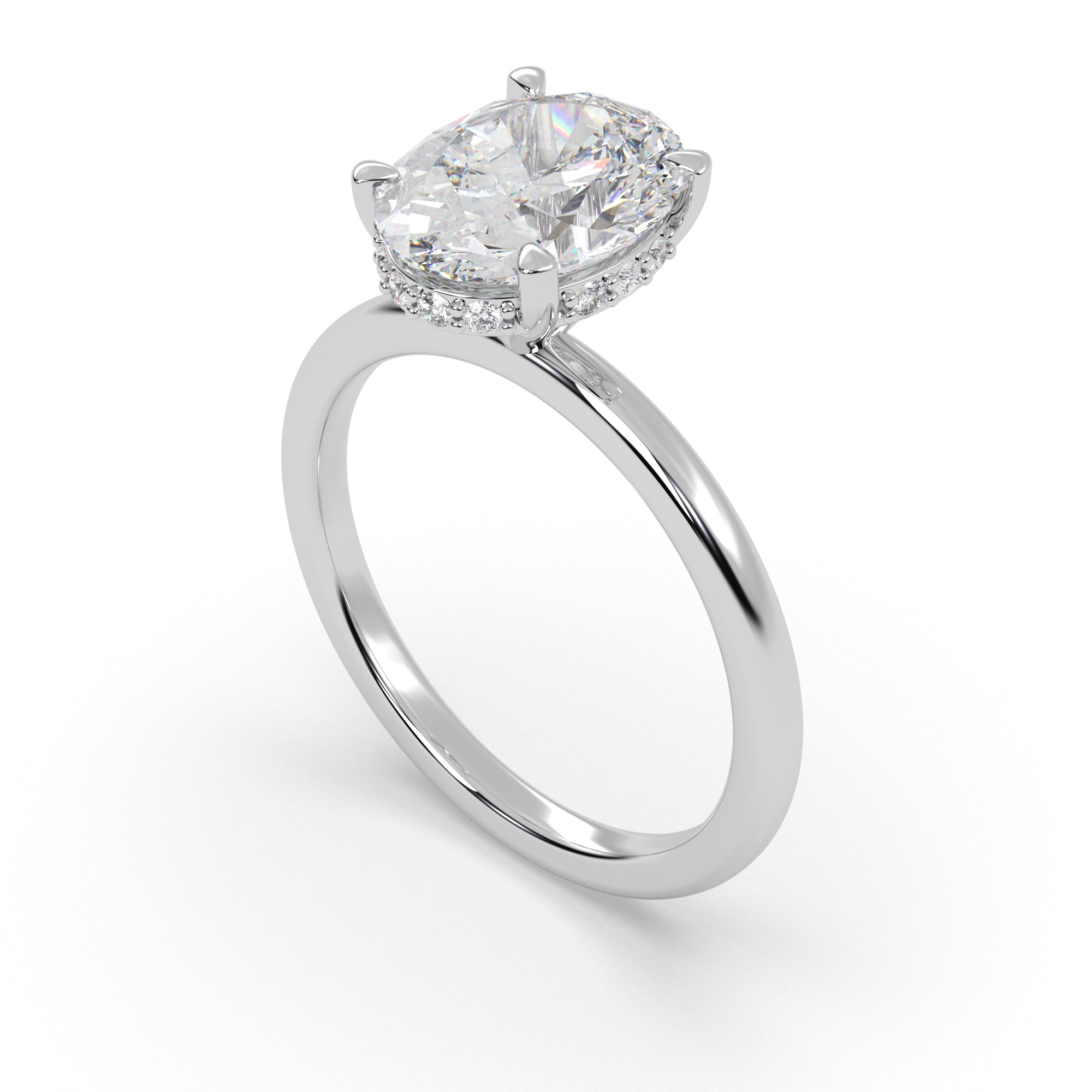 Angeline Oval Diamond Engagement Ring in White Gold