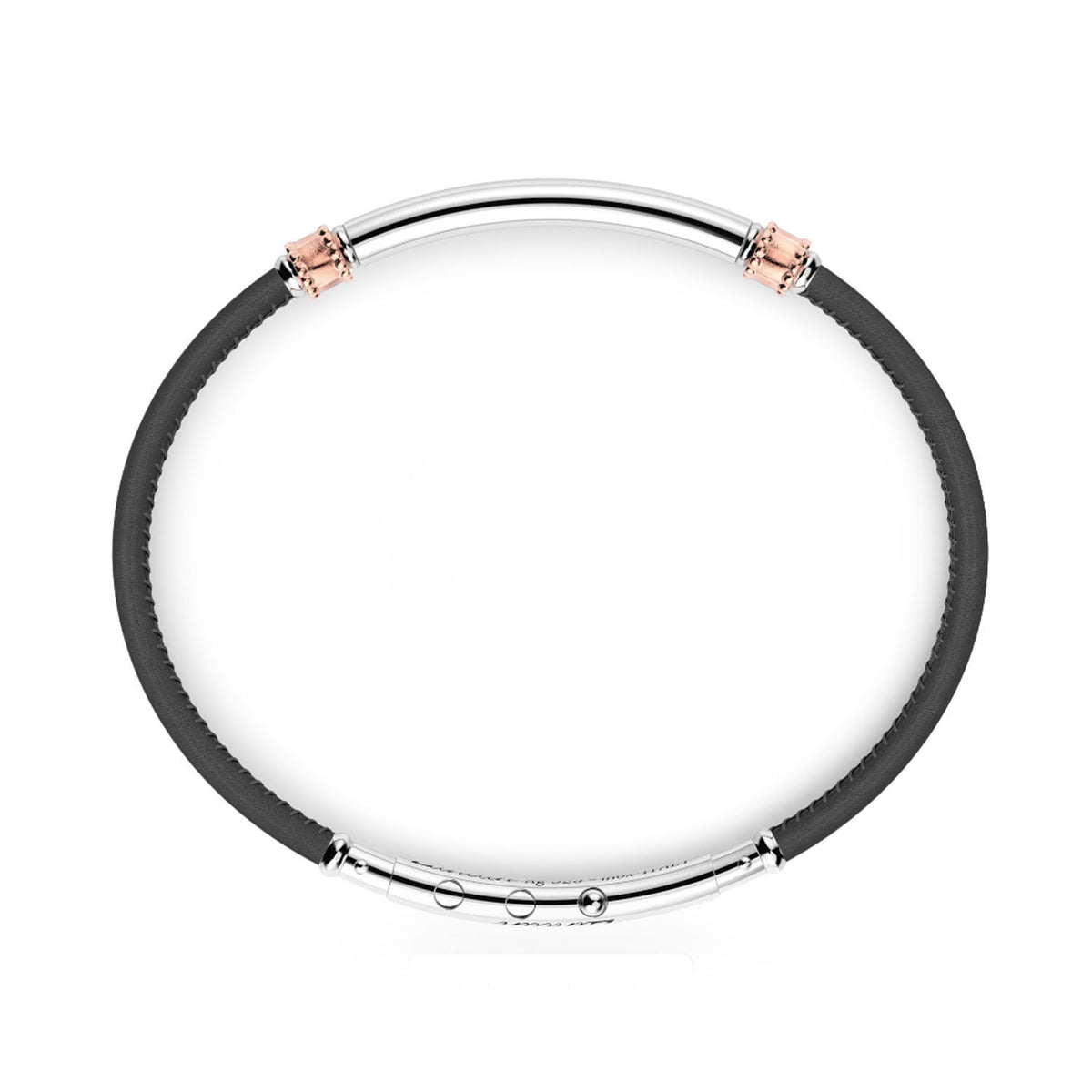 Zancan Black Leather Bracelet with Silver Tag