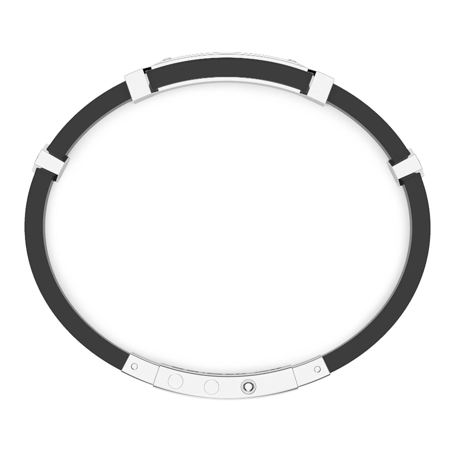 Zancan Black Silver Bracelet with 18K Gold Inserts, Stones & Silicone