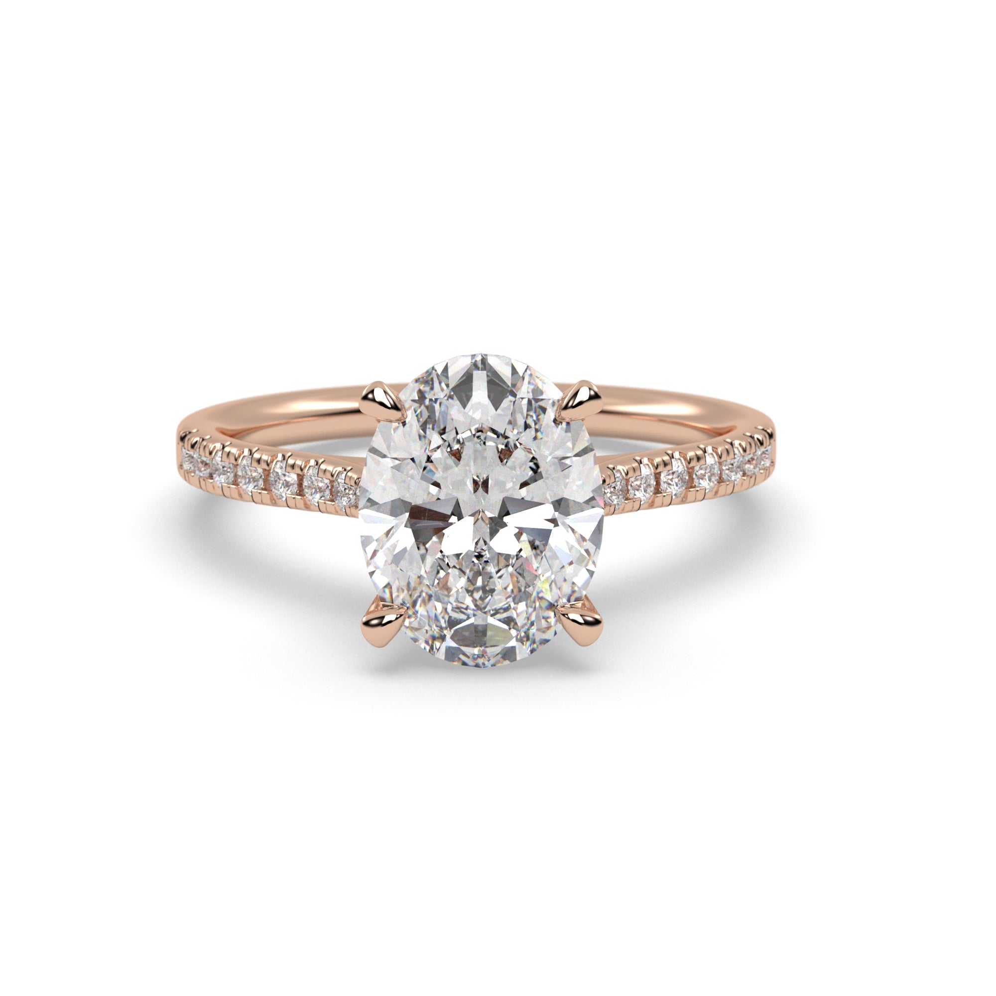 Blair Oval Diamond Engagement Ring in Rose Gold