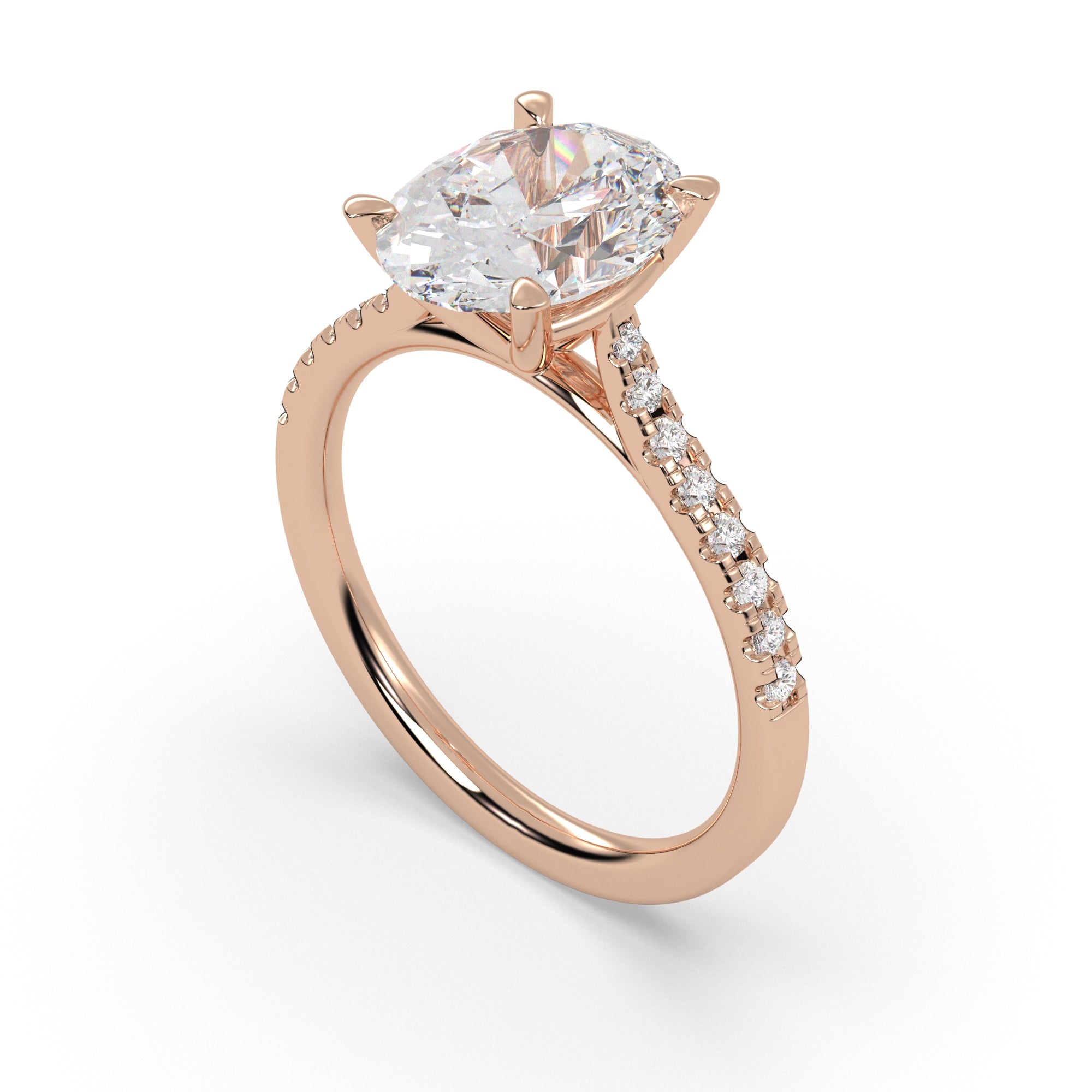 Blair Oval Diamond Engagement Ring in Rose Gold