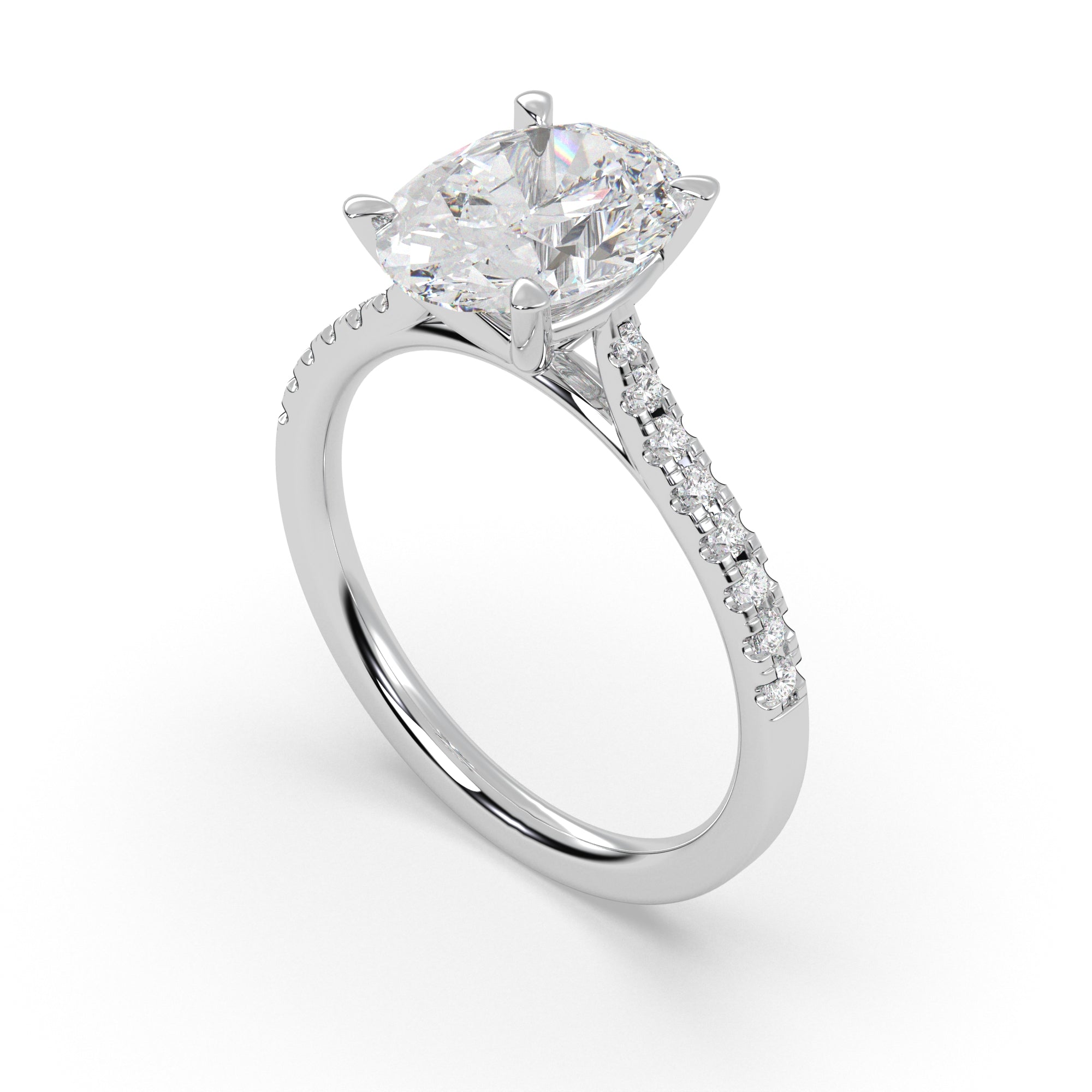 Blair Oval Diamond Engagement Ring in White Gold