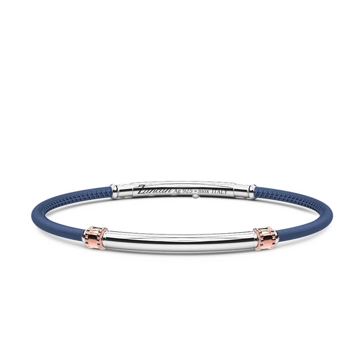 Zancan Blue Leather Bracelet with Silver Tag