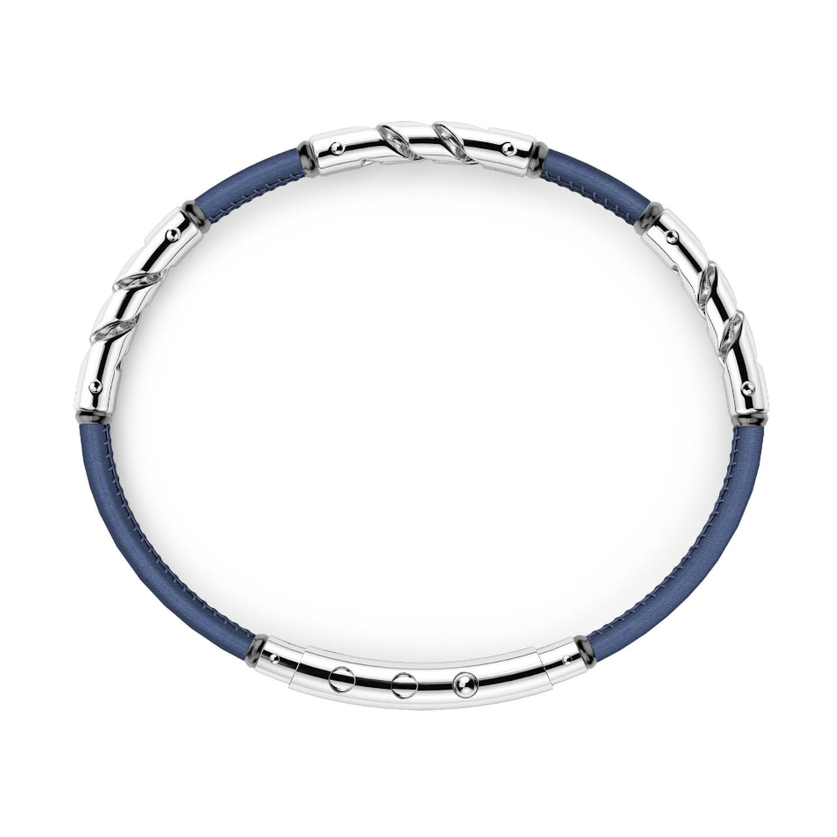Zancan Blue Natural Leather Bracelet with Silver Elements