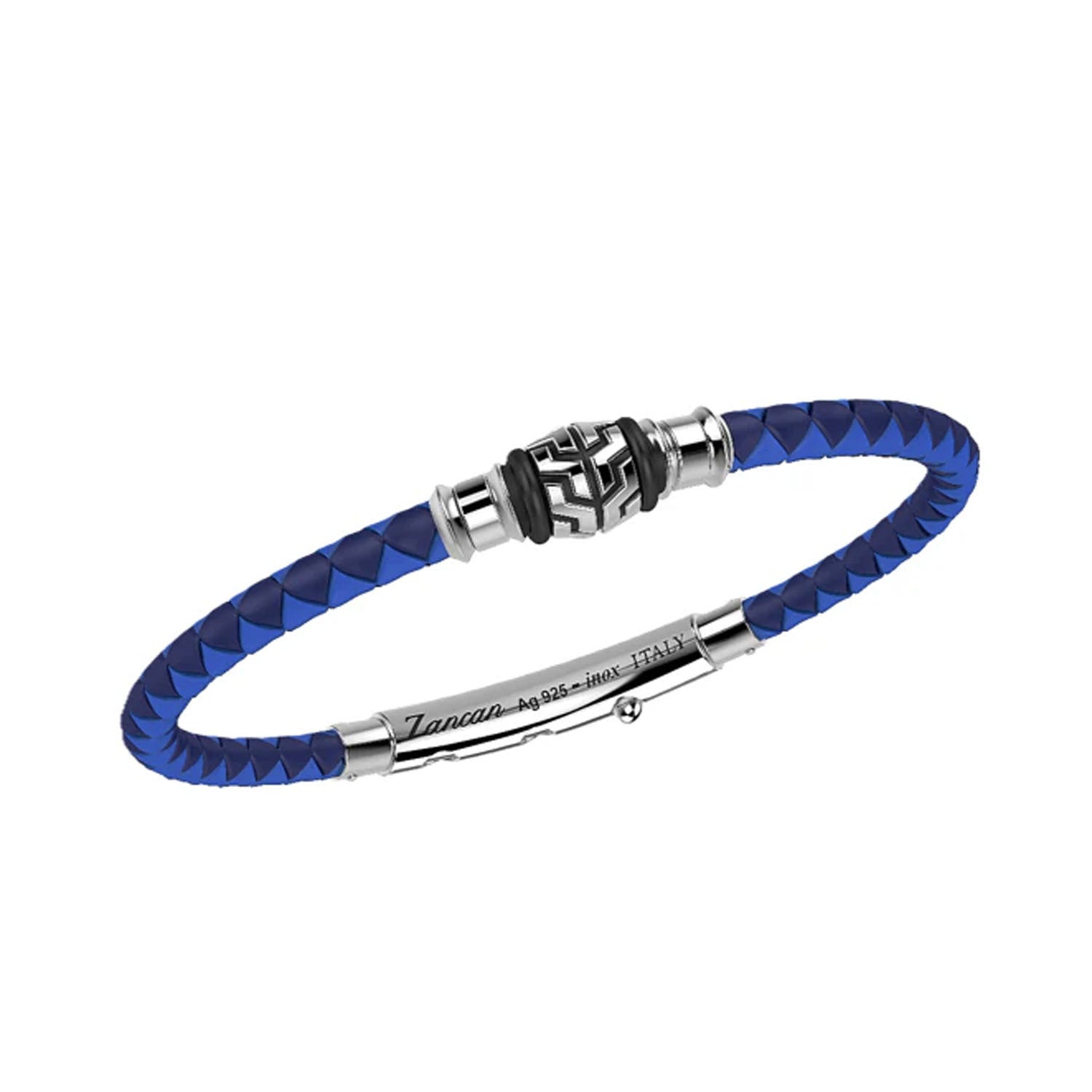 Zancan Silver Blue Silicone with Marble Bracelet