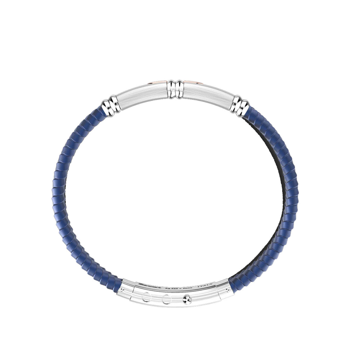 Zancan Blue Silicone Bracelet with Silver Tag & Rose Gold