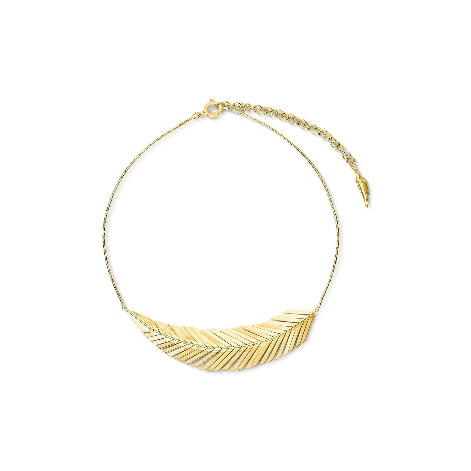 18K Yellow Gold Large Feather Necklace