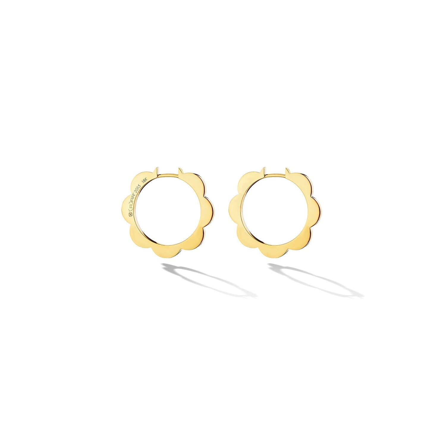 18K Yellow Gold Medium Floral Hoop Earrings