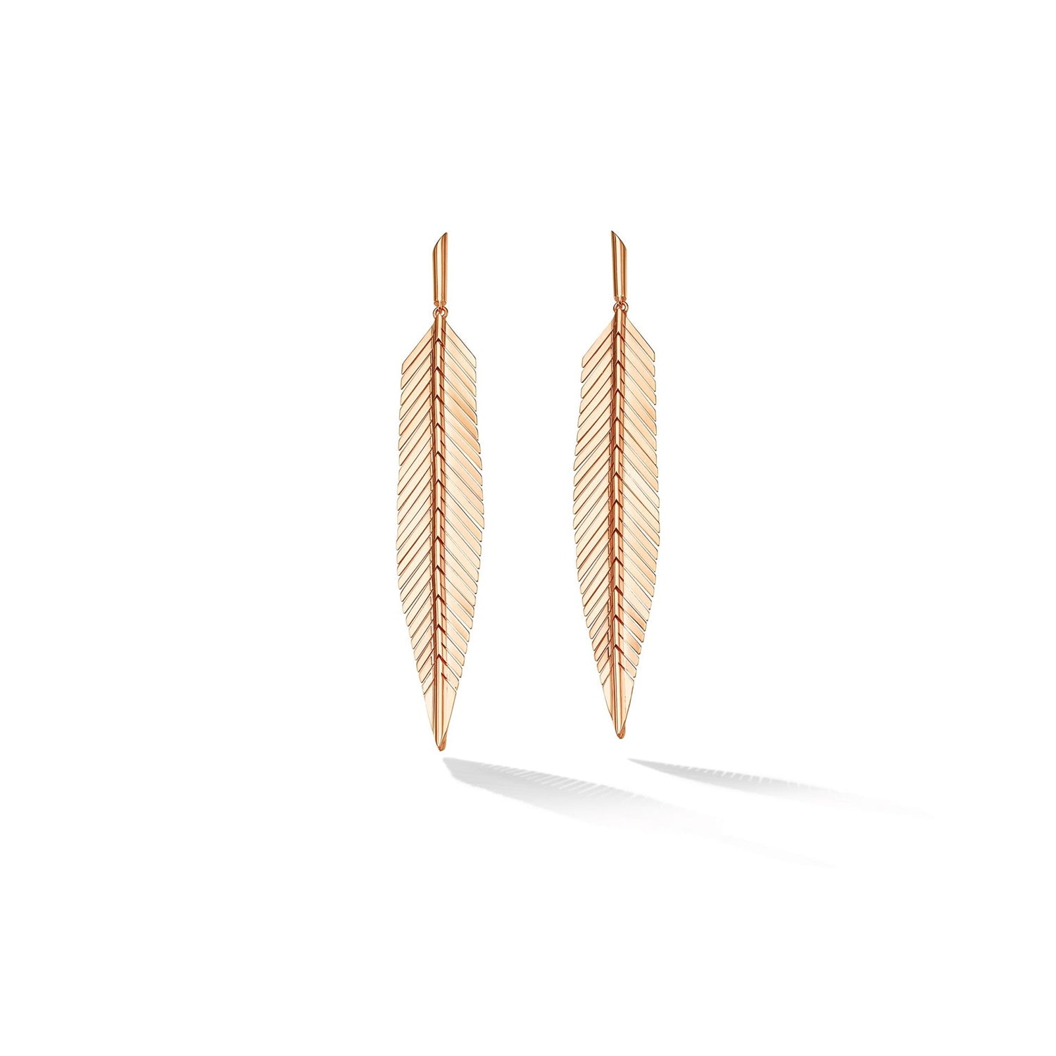 Cadar 18K Rose Gold Medium Feather Drop Earrings