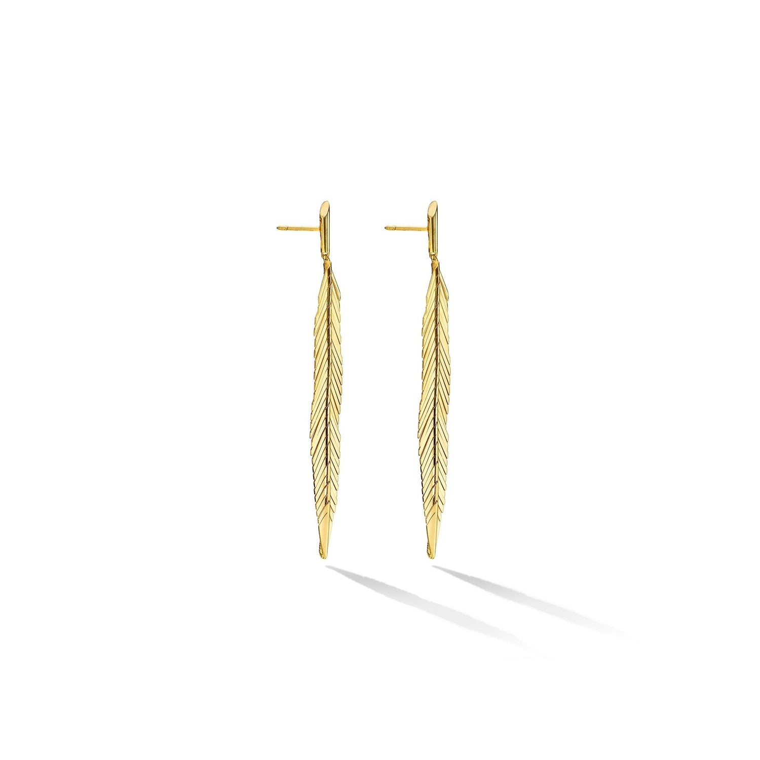 Cadar 18K Yellow Gold Medium Feather Drop Earrings