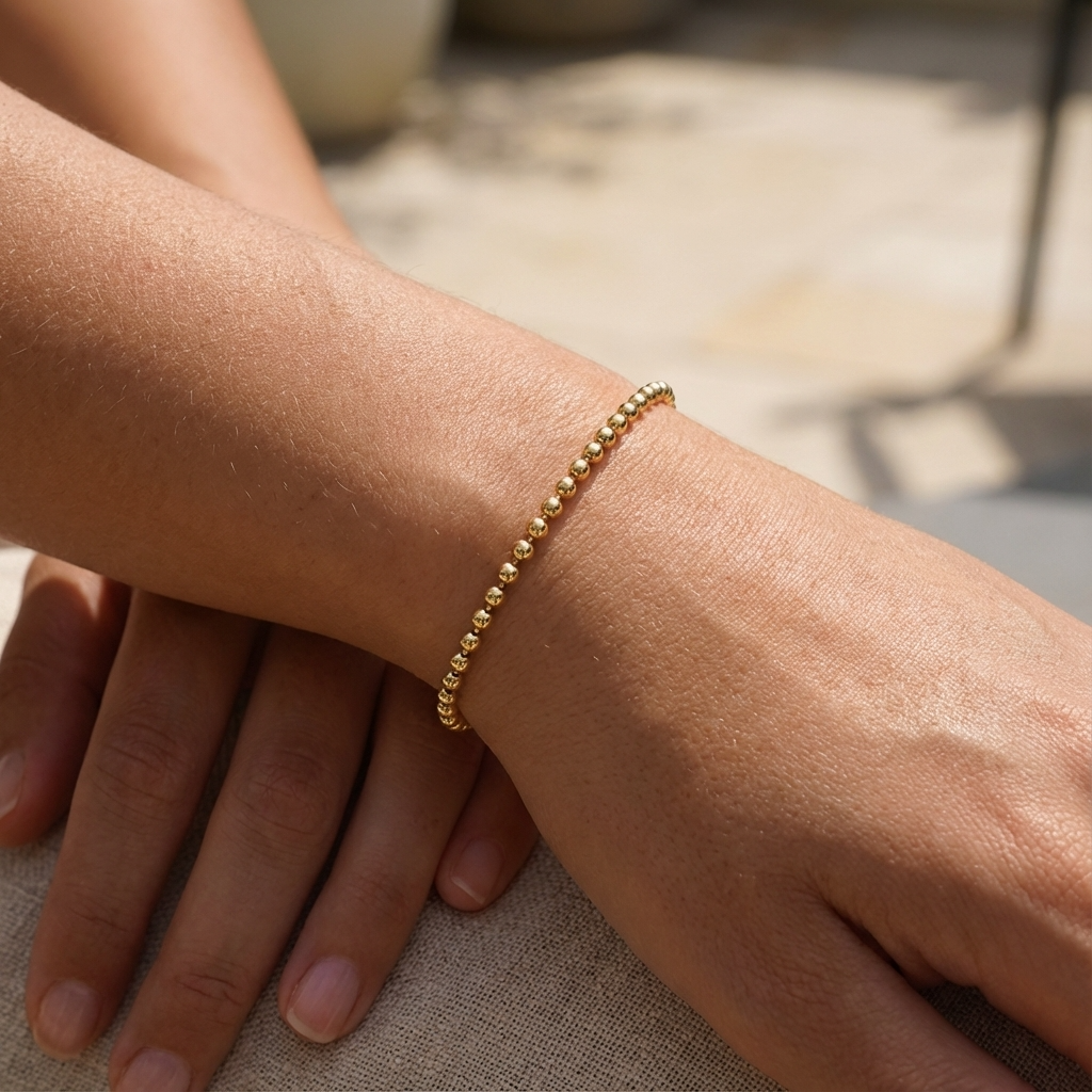 18K Yellow Gold Custom Design Gold Ball Bracelet
