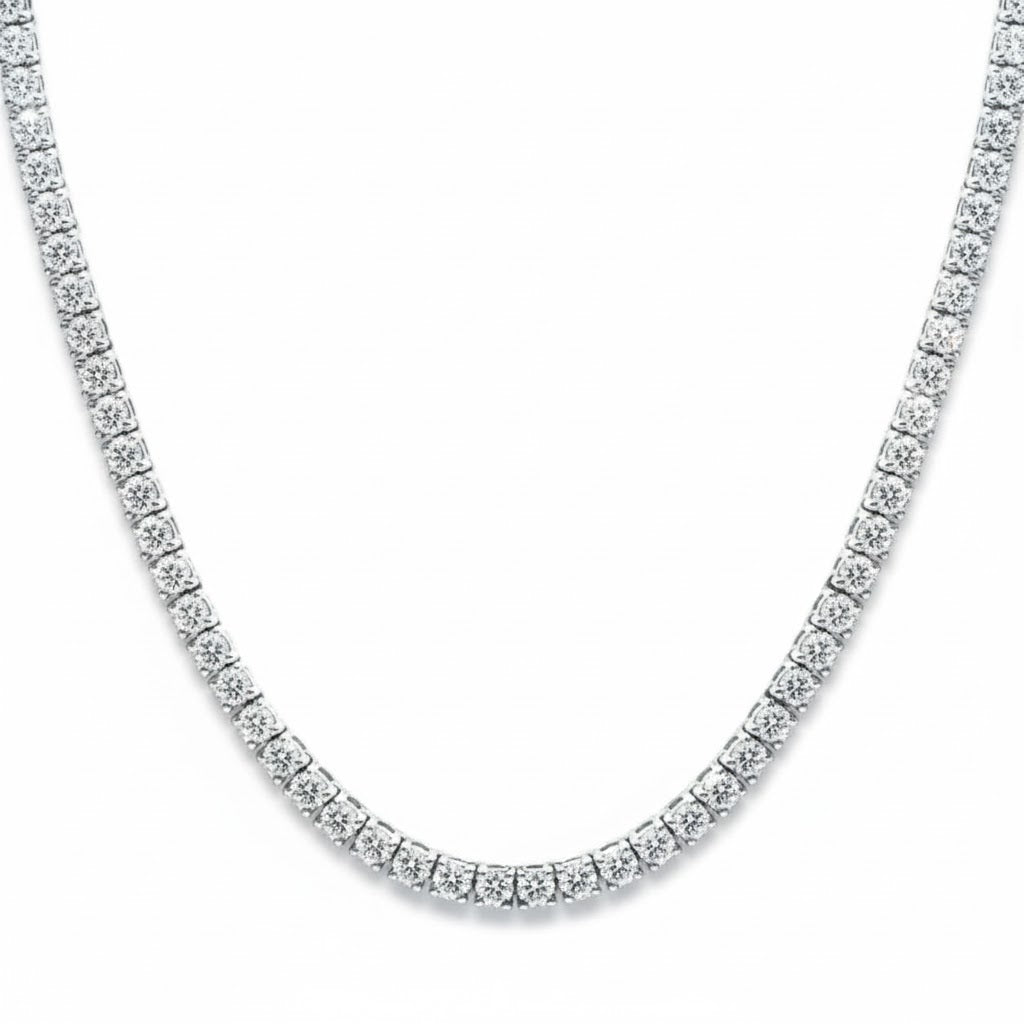 18K White Gold 16.75" Diamond Tennis Necklace 10.85ctw