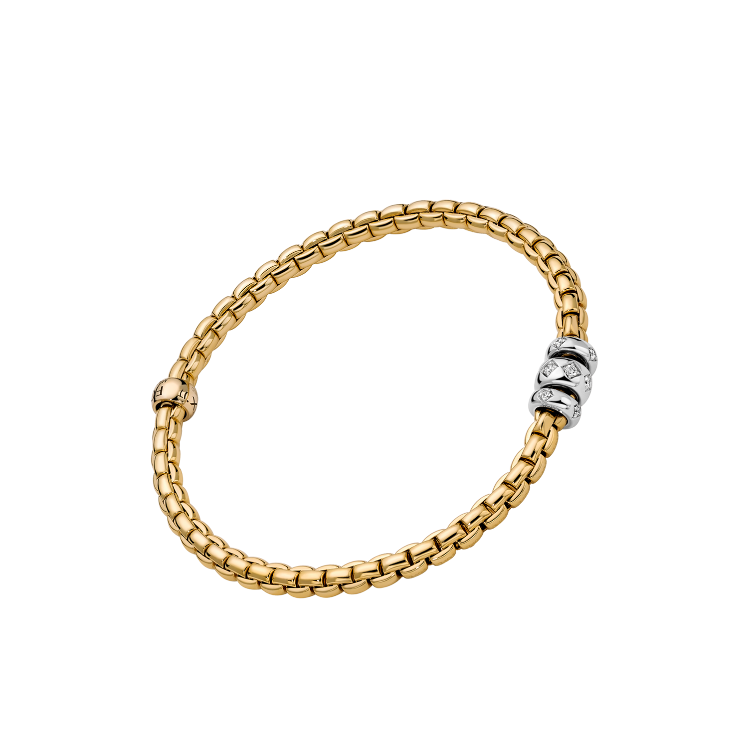 Video Thumbnail: Fope Eka Yellow Gold Flex It Bracelet With Rhombus Set Diamonds Medium 0 18 Ctw - Fope Eka 18ky Gold Flex'it Bracelet With Rhombus-set Diamonds Medium