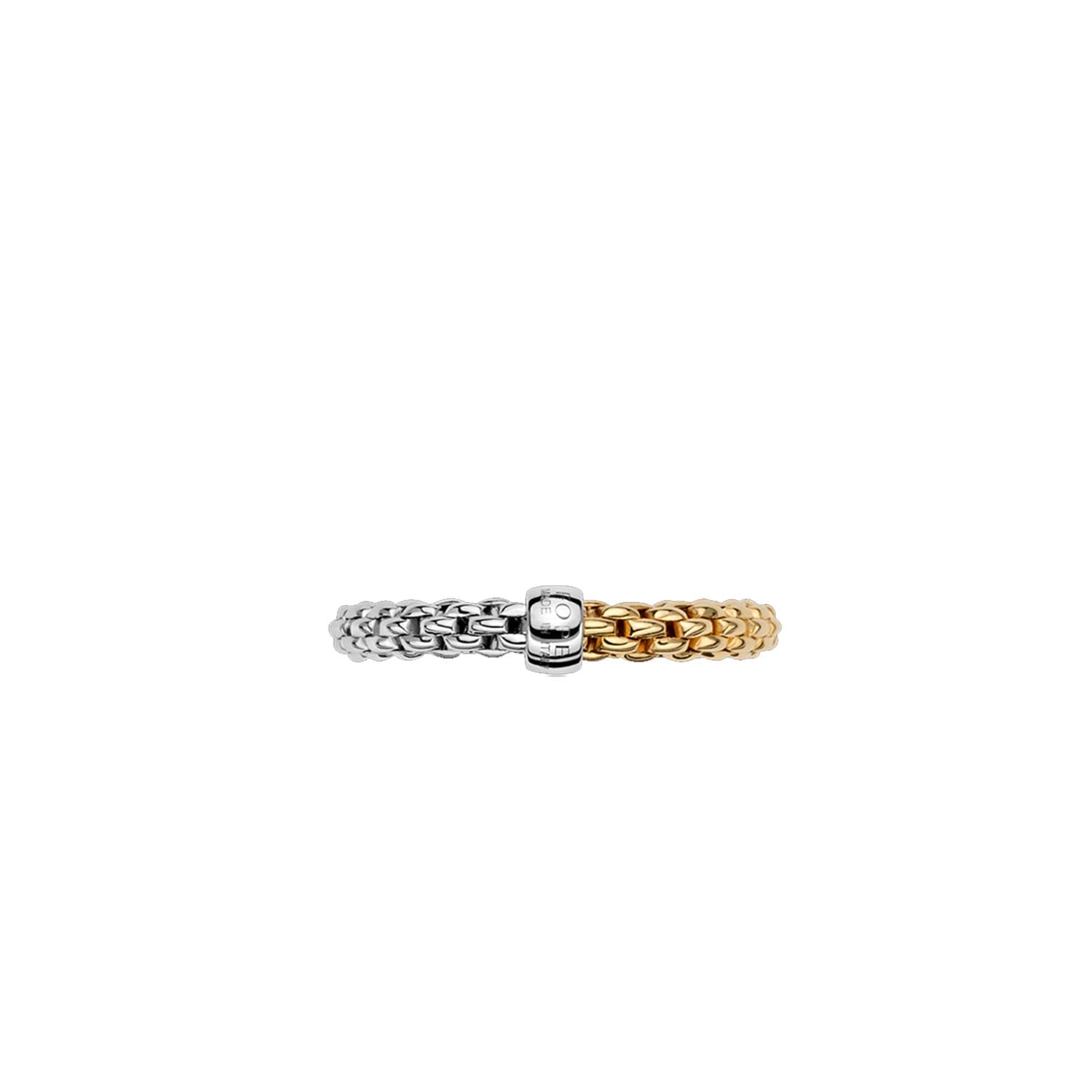 Video Thumbnail: Fope Essentials Collection Bicolour Flex It Ring With Round Mesh Flexible Ring Entirely Made of 18 Carat Gold the Gauge of the Mesh Is 3 4 Mm Code Xx - Fope Essentials 18k Gold Bicolour Flex'it Ring With Round Mesh