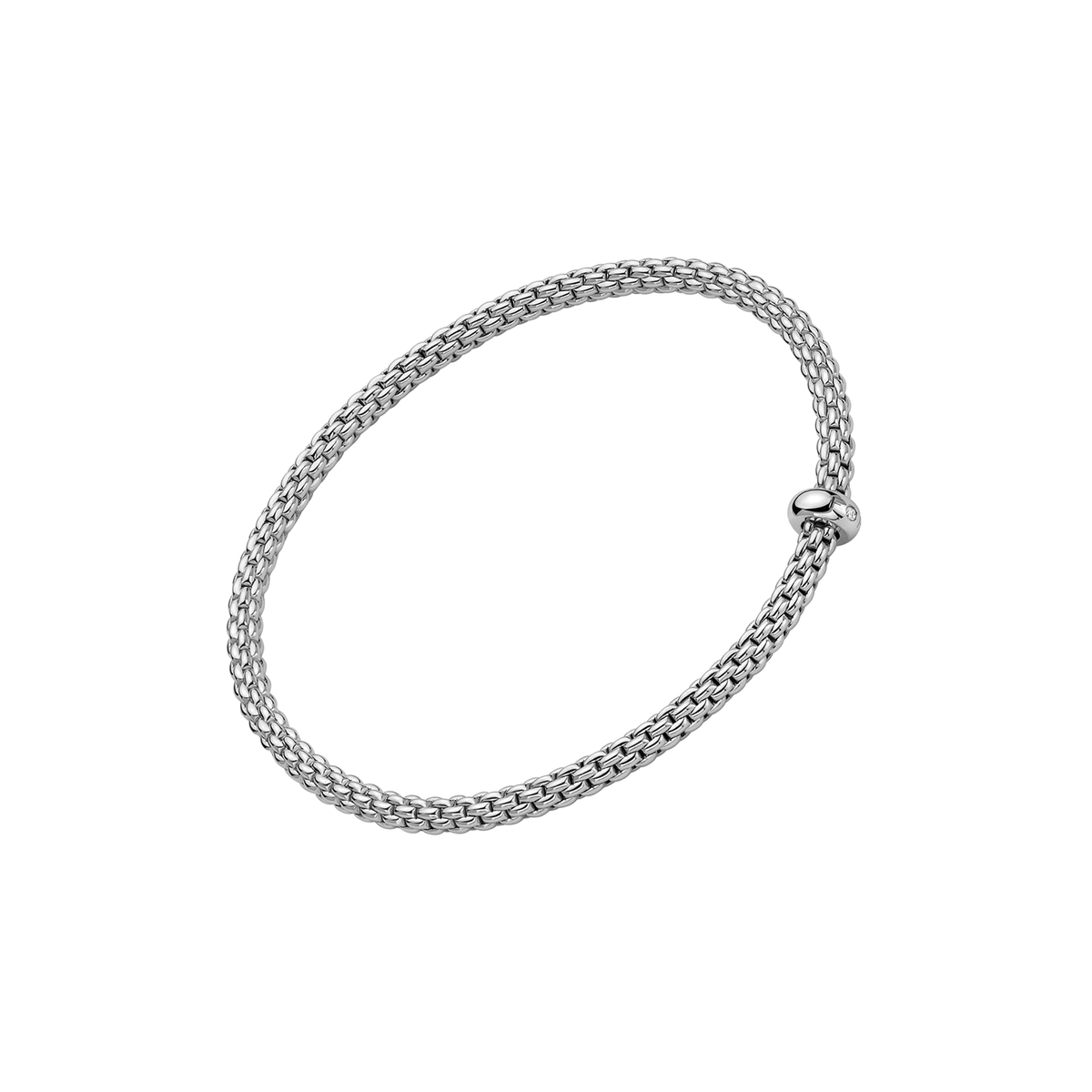 FOPE Prima 18K White Gold Flex'it Bracelet with a White Diamond 0.01ctw