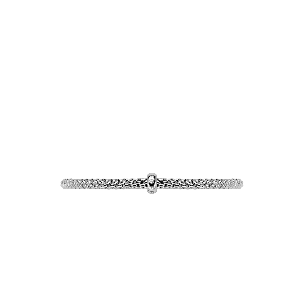 Video Thumbnail: Fope Flex It Bracelet With a White Diamond Flexible Bracelet Entirely Made of 18 Carat Gold With Gold Rondel - Fope Prima 18k White Gold Flex'it Bracelet With a White Diamond