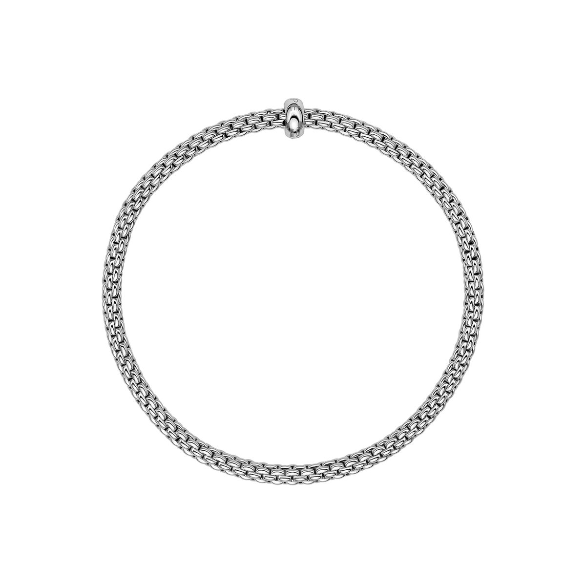 Video Thumbnail: Fope Flex It Bracelet With a White Diamond Flexible Bracelet Entirely Made of 18 Carat Gold With Gold Rondel - Fope Prima 18k White Gold Flex'it Bracelet With a White Diamond