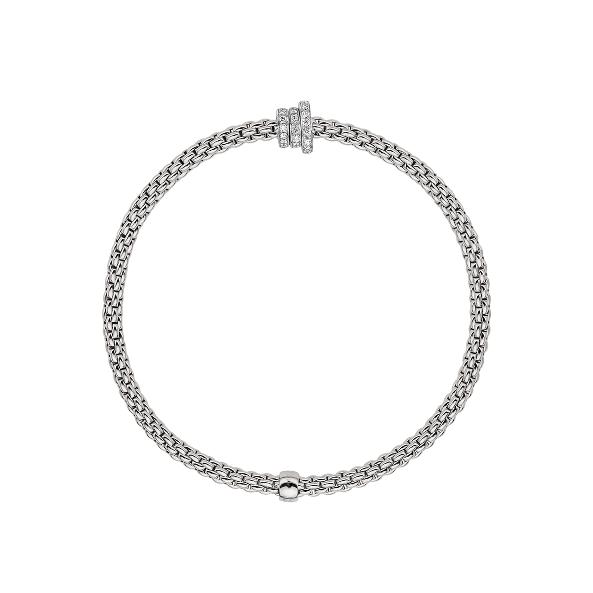FOPE Prima 18K White Gold Diamond Pave Flexit Bracelet 0.31ctw