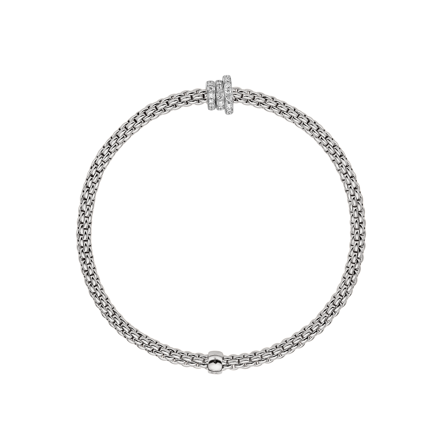Video Thumbnail: Fope Prima White Gold Diamond Pave Flexit Bracelet 0 - Fope Prima 18k White Gold Diamond Pave Flexit Bracelet
