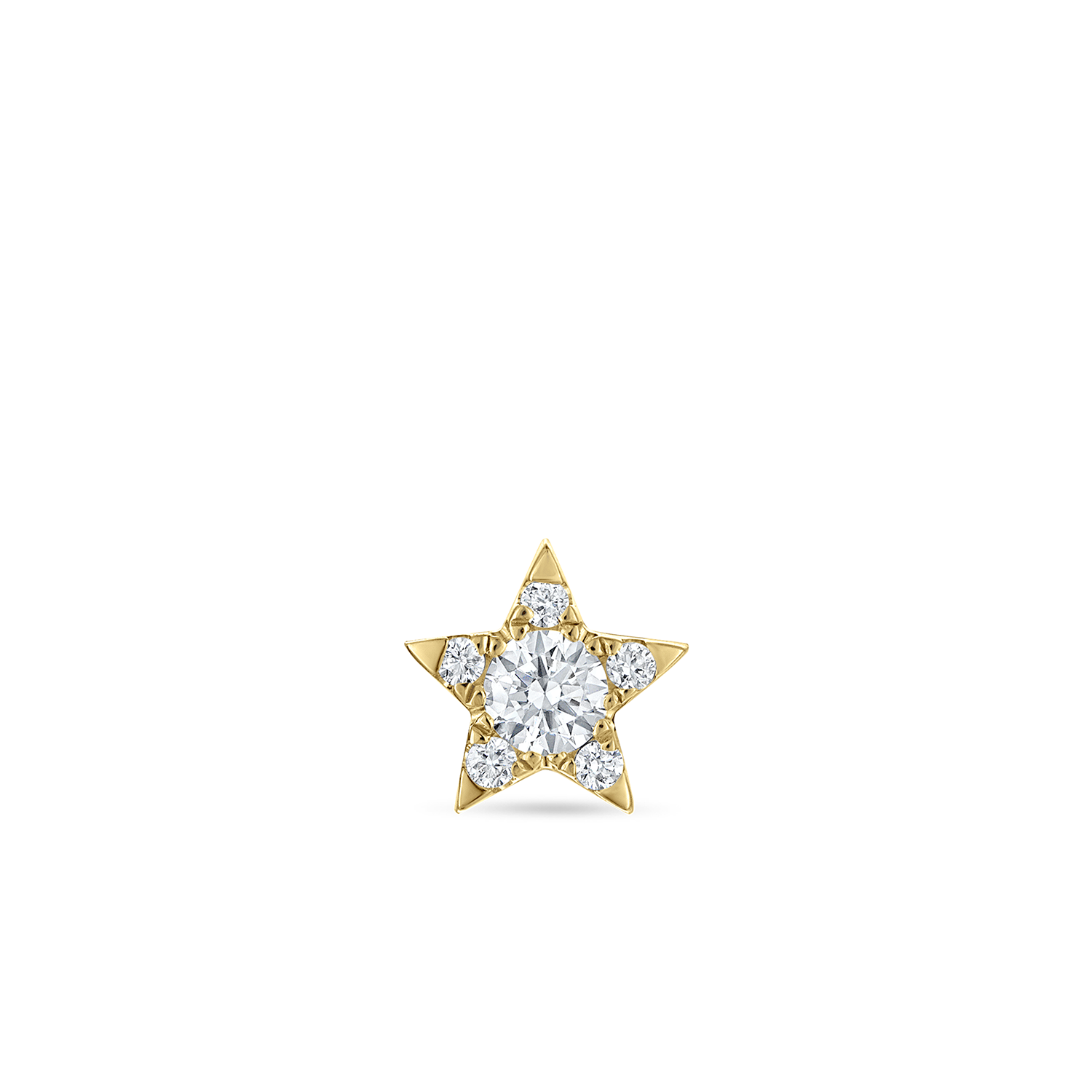 18K Yellow Gold Diamond Star Stud Earring