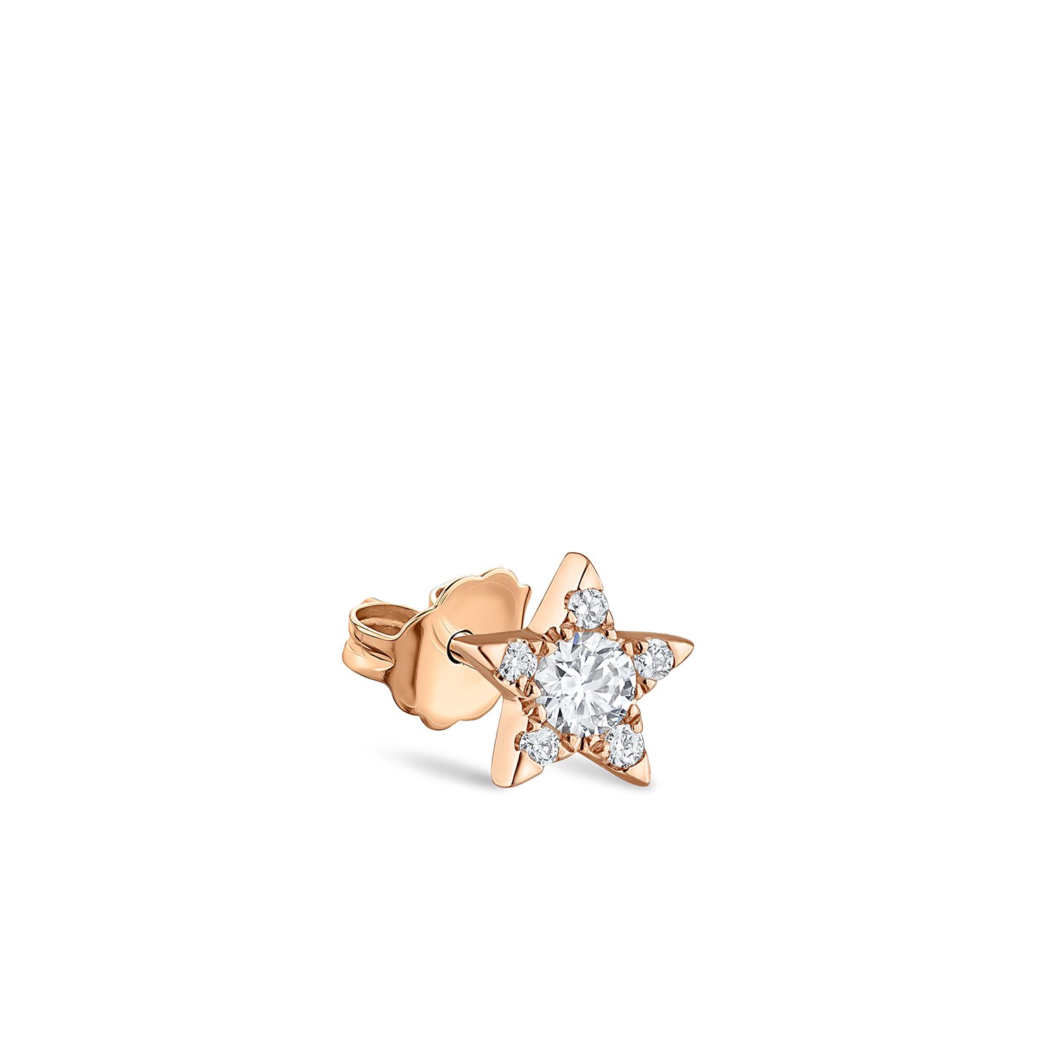 18K Rose Gold Diamond Star Stud Earring