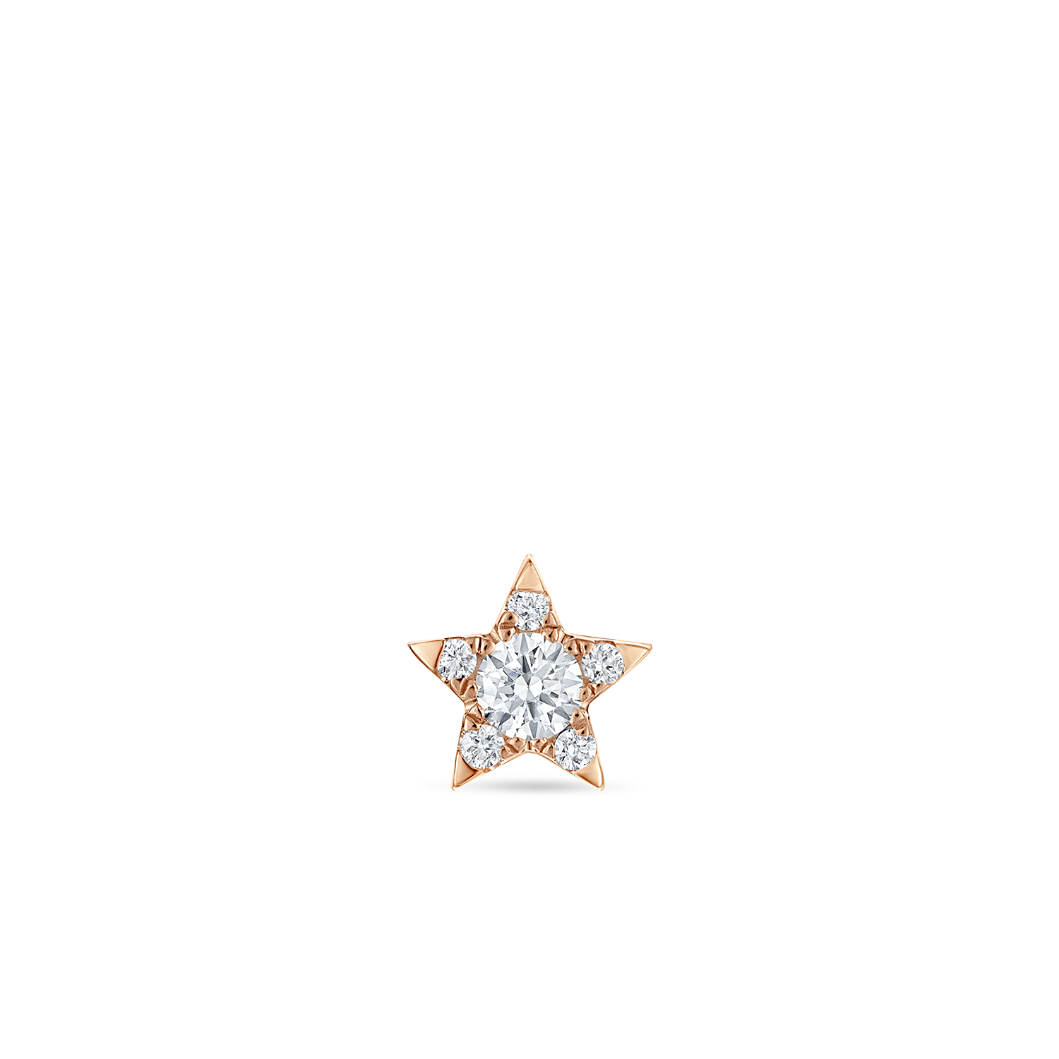 18K Rose Gold Diamond Star Stud Earring