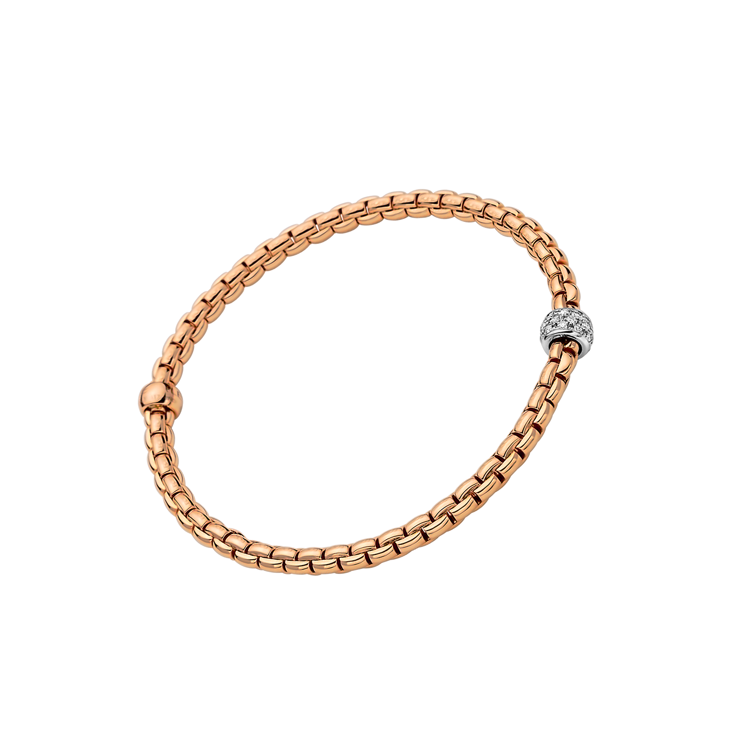 Fope 18K Rose Gold Eka Flexit Bracelet Pave Diamond 0.19ctw