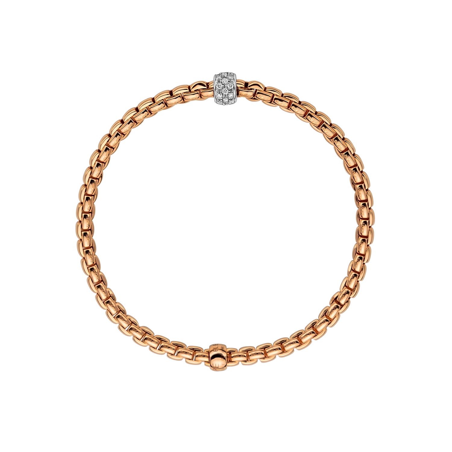 Fope 18K Rose Gold Eka Flexit Bracelet Pave Diamond 0.19ctw