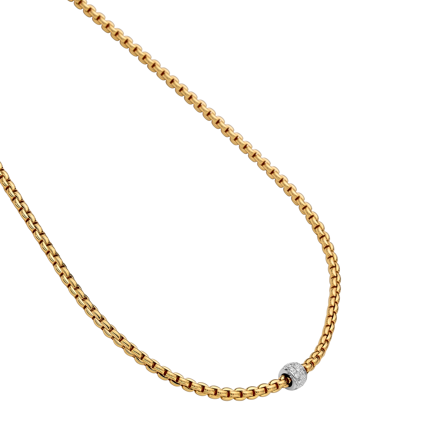 Video Thumbnail: Fope Yellow Gold Necklace Pave Diamonds 0 0286 8084 - Fope 18k Yellow Gold 50cm Necklace Pave Diamonds 0.19ctw
