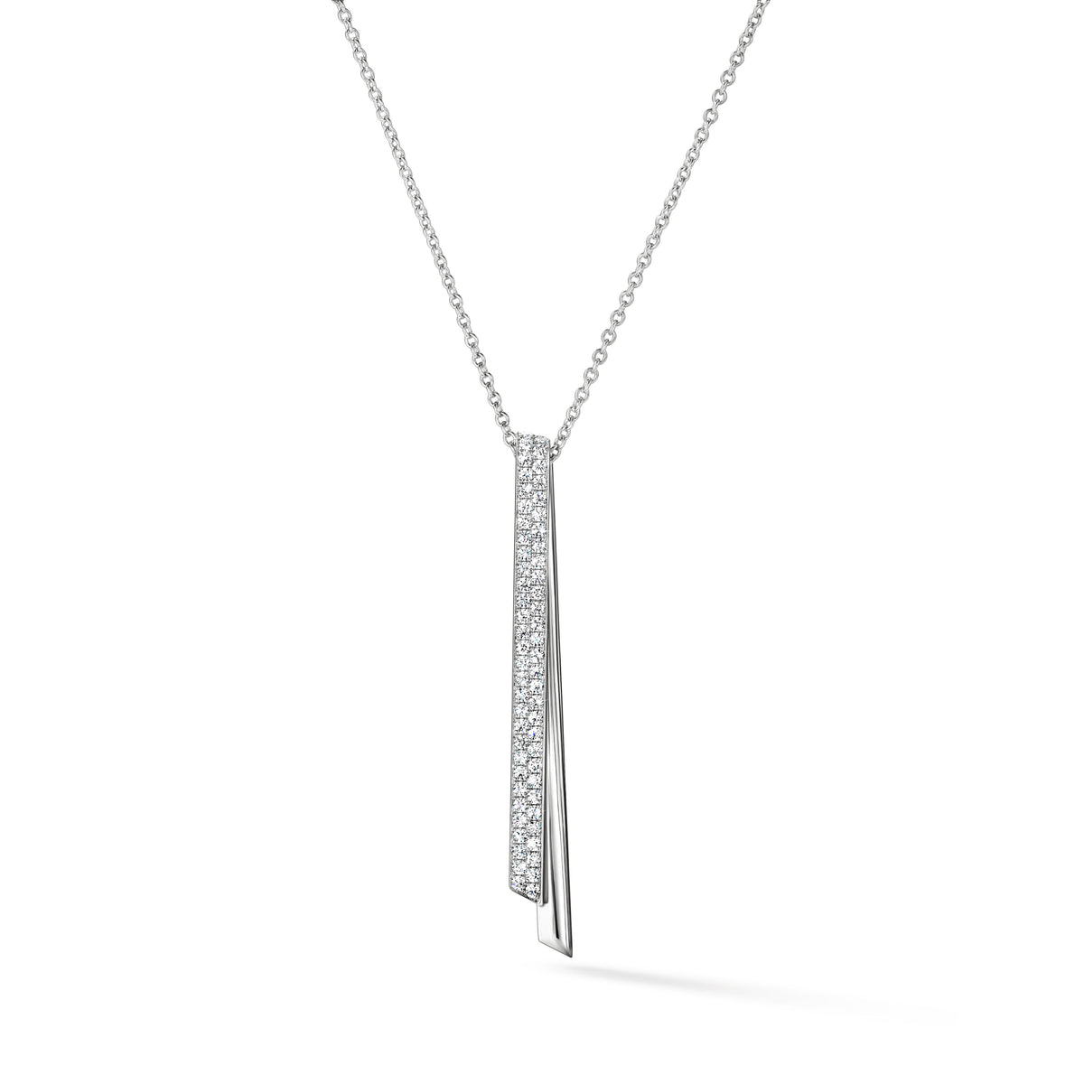 Hearts On Fire 18K White Gold Diamond Flip Drop Pendant Necklace  0.47ctw