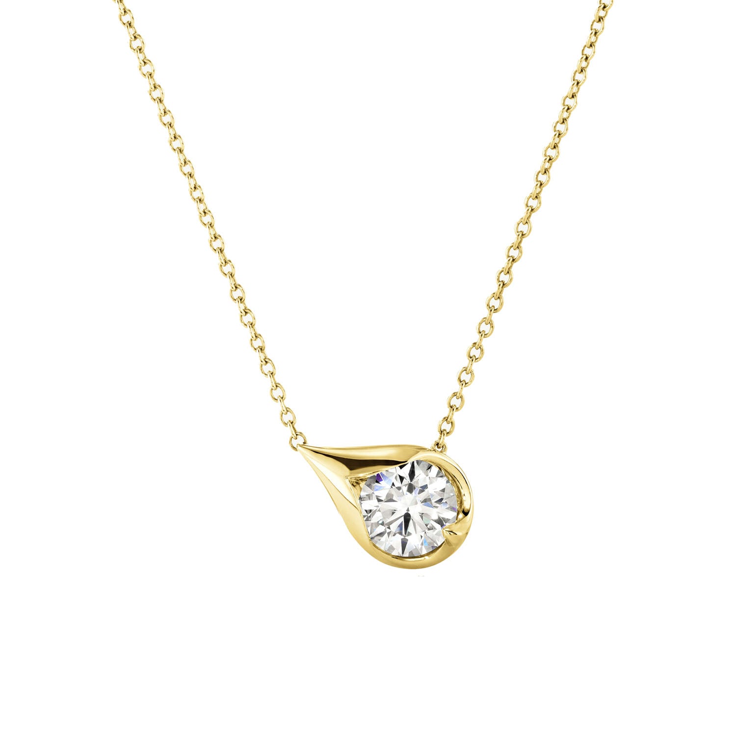 Hearts On Fire 18KY Gold Lu Droplet Diamond Pendant 0.51ctw