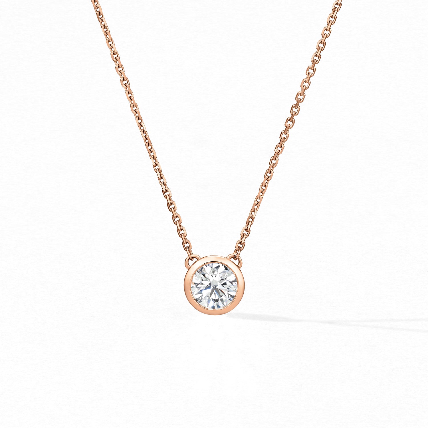 HOF 18K Rose Gold Classic Bezel Solitaire Pendant