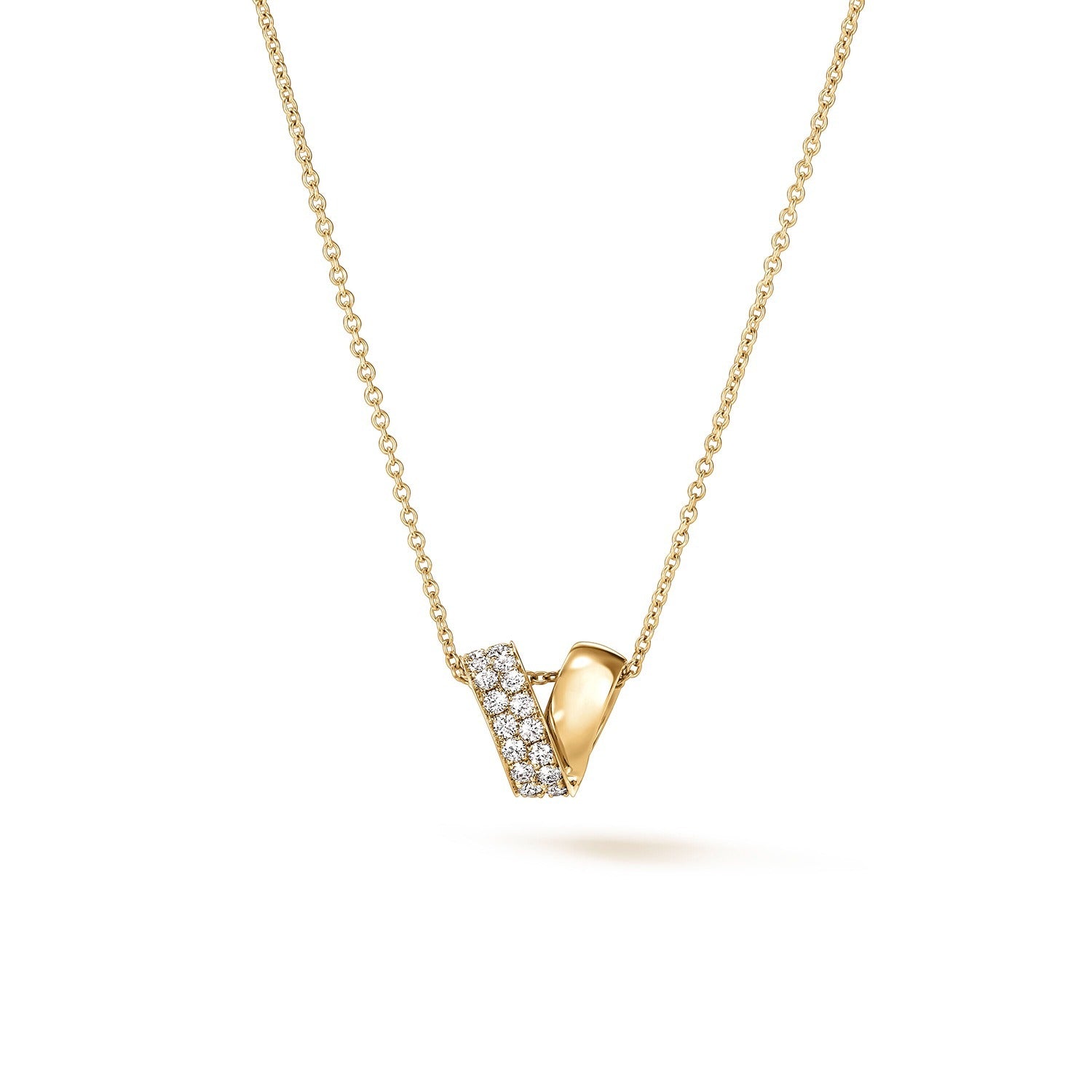 Hearts On Fire 18K Yellow Gold INSIDE/OUT Multi-Wear Rondel Diamond Pendant Necklace 0.45ctw