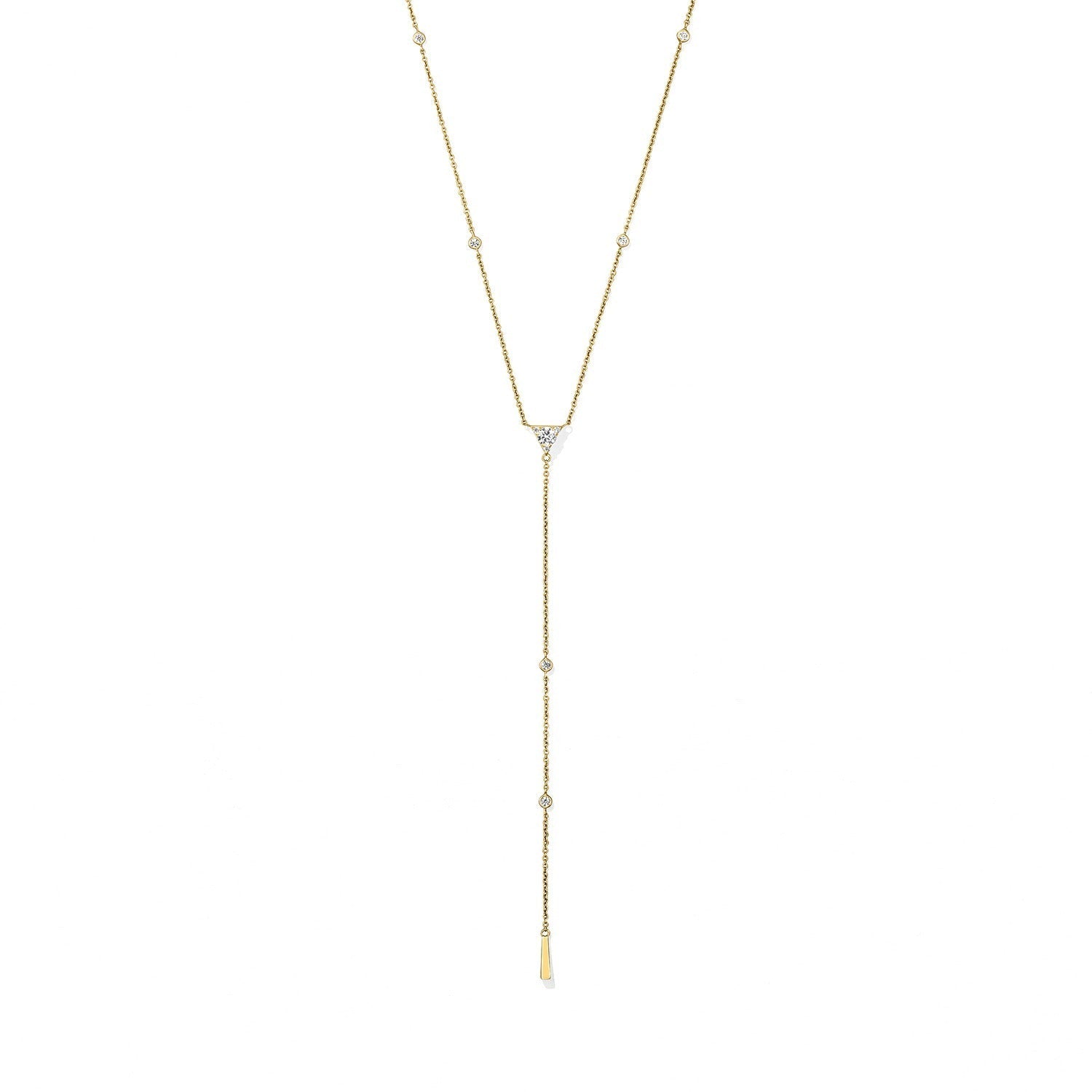 Hearts On Fire 18K Yellow Gold Triplicity Triangle Lariat Necklace 0.44ctw