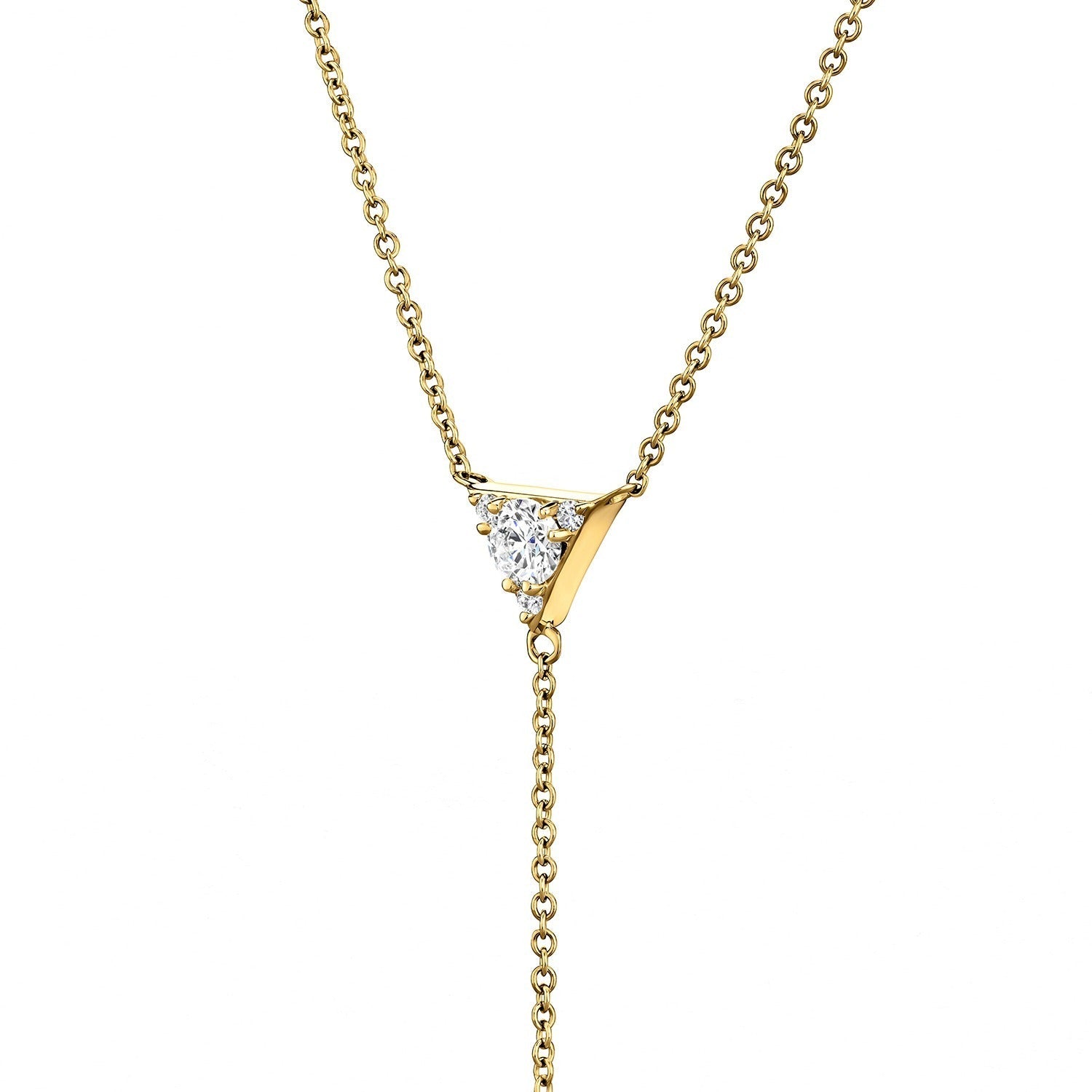 Video Thumbnail: Hearts on Fire Yellow Gold Triplicity Triangle Lariat Necklace 0 - 18ky Gold Triplicity Triangle Lariat Necklace