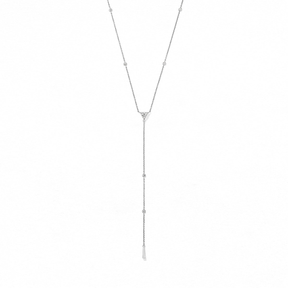 Hearts On Fire 18K White Gold Triplicity Triangle Lariat Necklace 0.44ctw