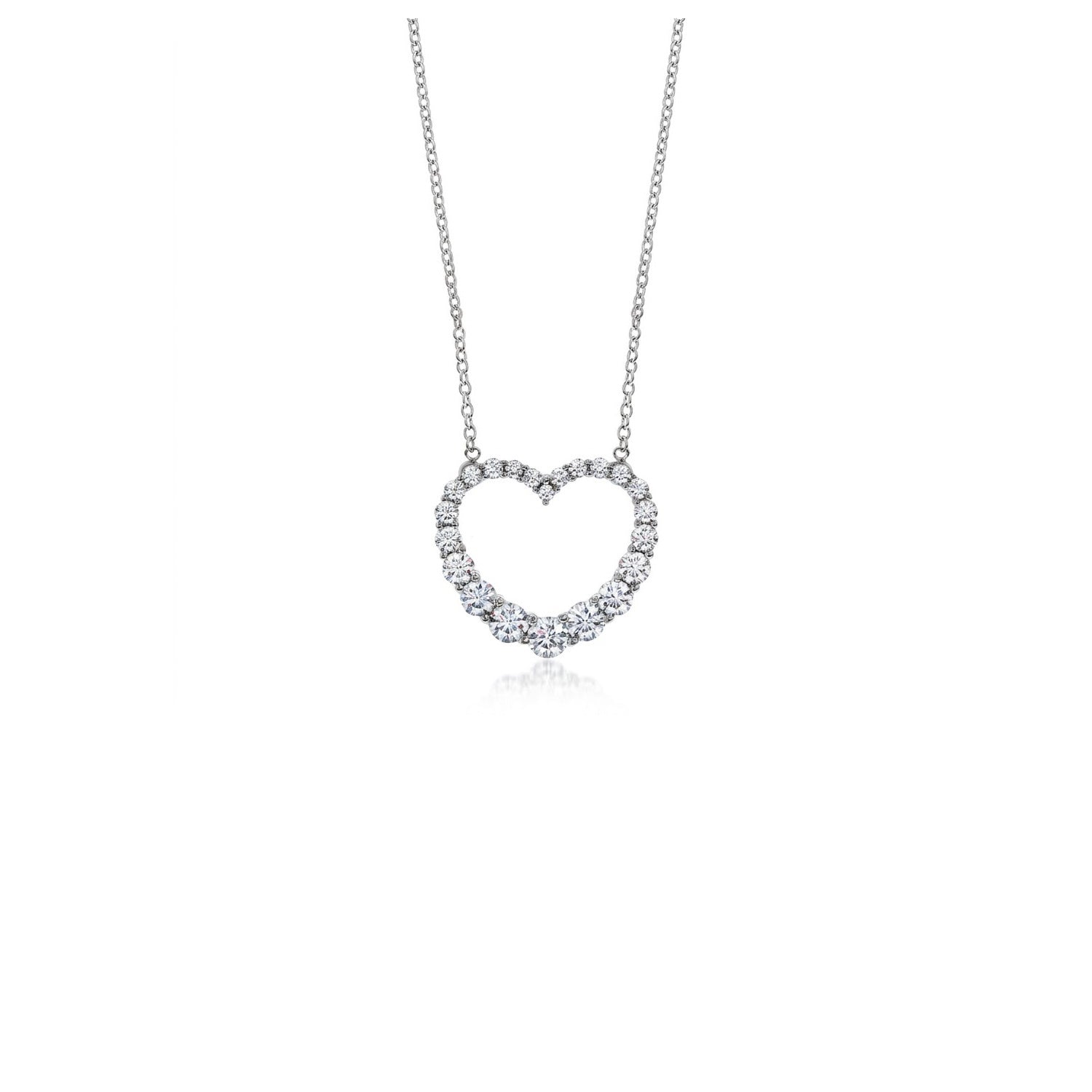 Hearts On Fire 18K White Gold 18" Whimsical Graduated Heart Pendant Necklace 1.14ctw